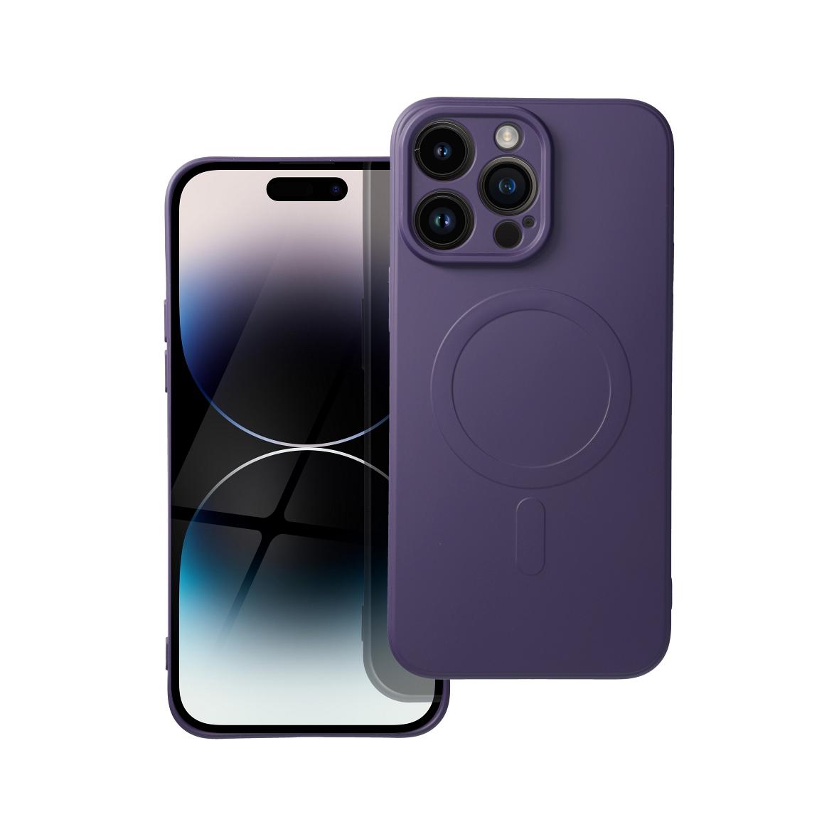 Futerał do iPhone 14 PRO MAX Silicone Mag Cover zgodny z MagSafe ciemnofioletowy