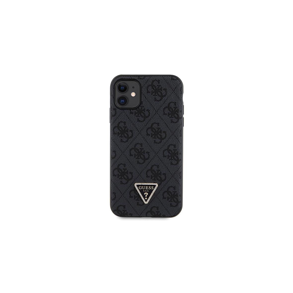 GUESS futerał do IPHONE 11 GUHCN61P4TDSCPK (Leather Metal Logo Strass Crossbody) czarny