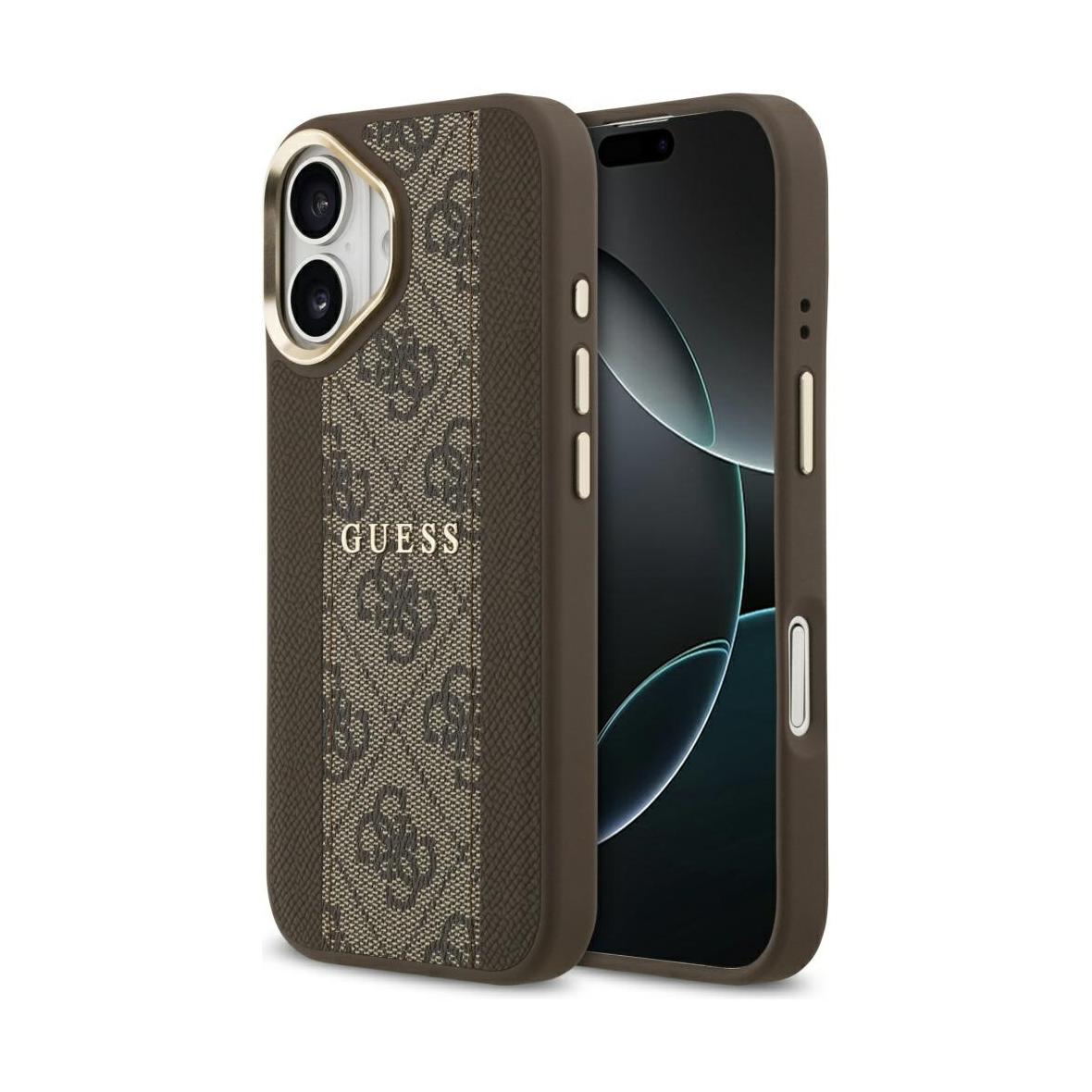 GUESS futerał do IPHONE 17 kompatybilny z MagSafe GUHMP17SPG4SEMCW (PU W/ 4G Stripe) brązowy