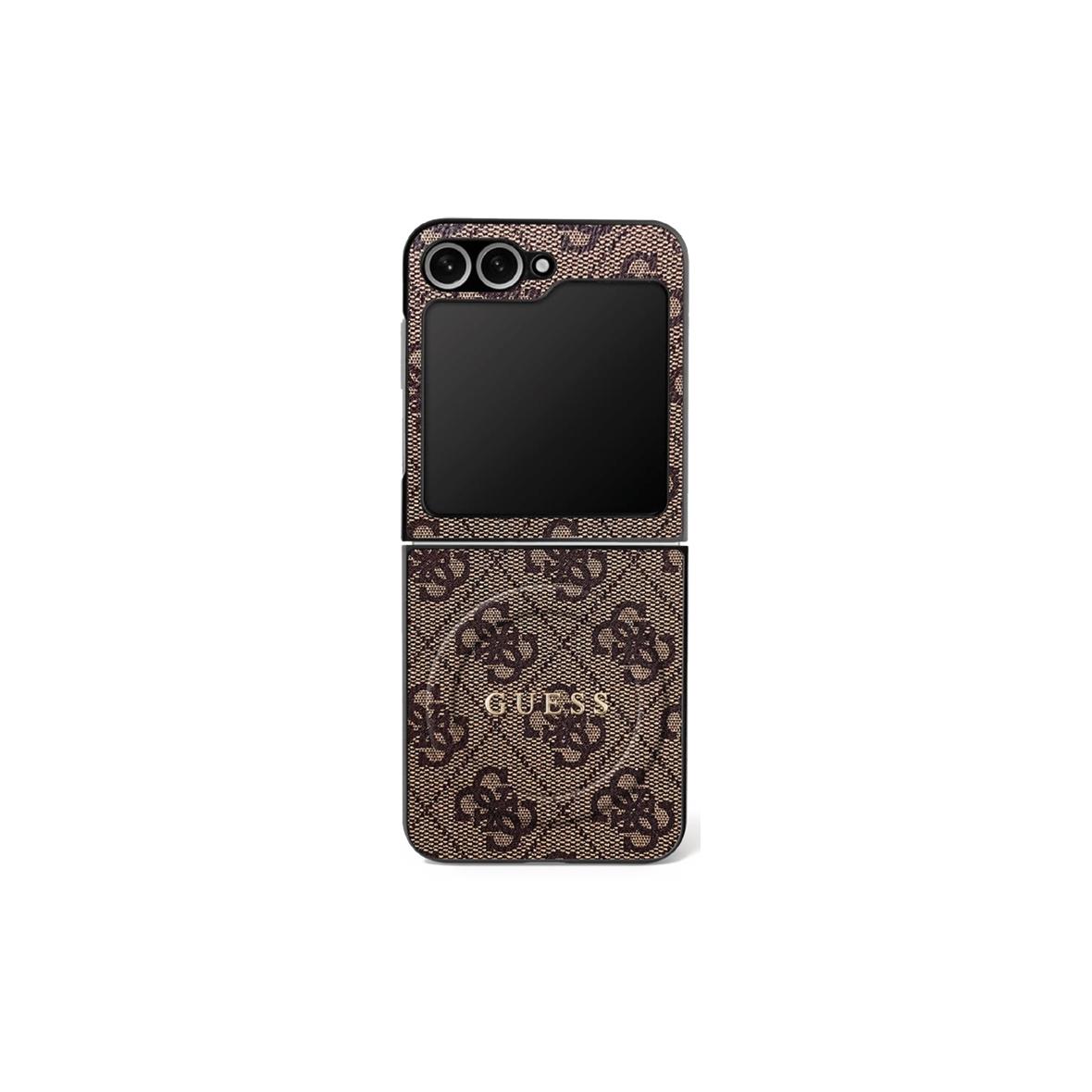 GUESS futerał do SAMSUNG Z FLIP7 kompatybilny z MagSafe GUHMZF7P4MSEGCW (Magnetic 4G PU W/ Classic) brązowy