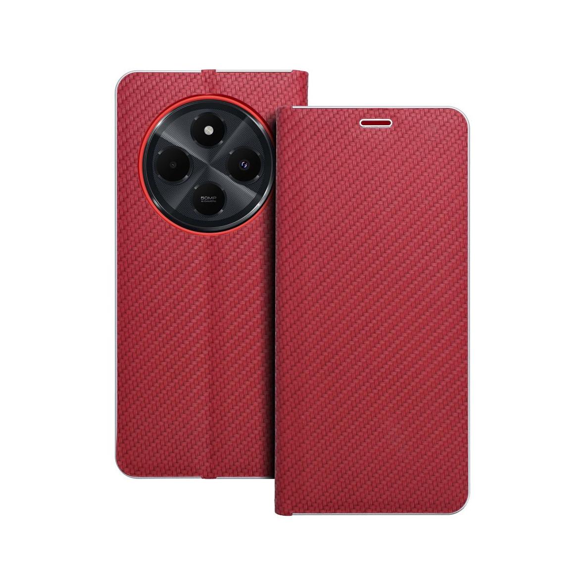 Etui z klapką na Xiaomi Redmi 14C Luna Book Carbon czerwone