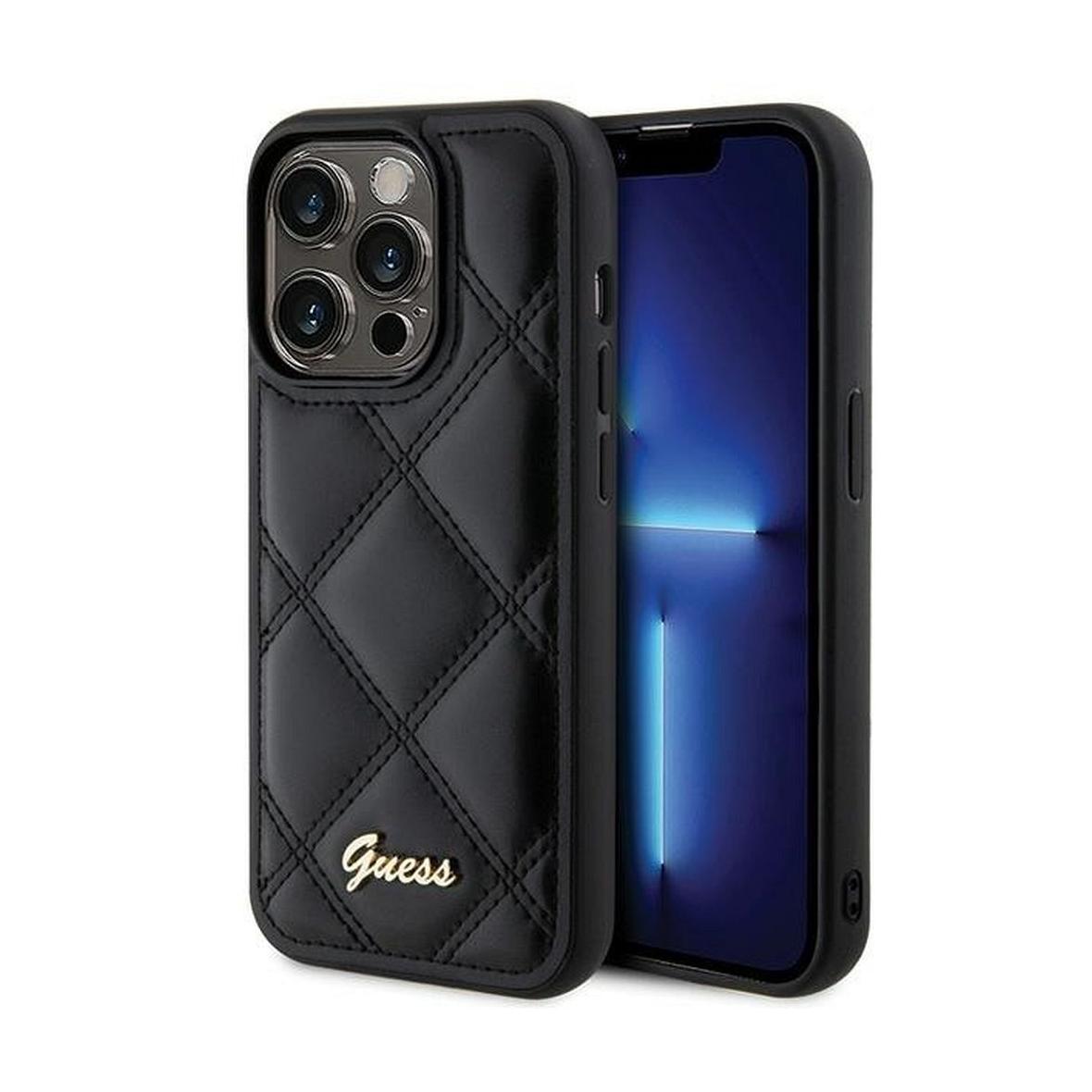 GUESS futerał do IPHONE 15 Pro Max GUHCP15XPSQSQSK (Quilted Metal Logo) czarny