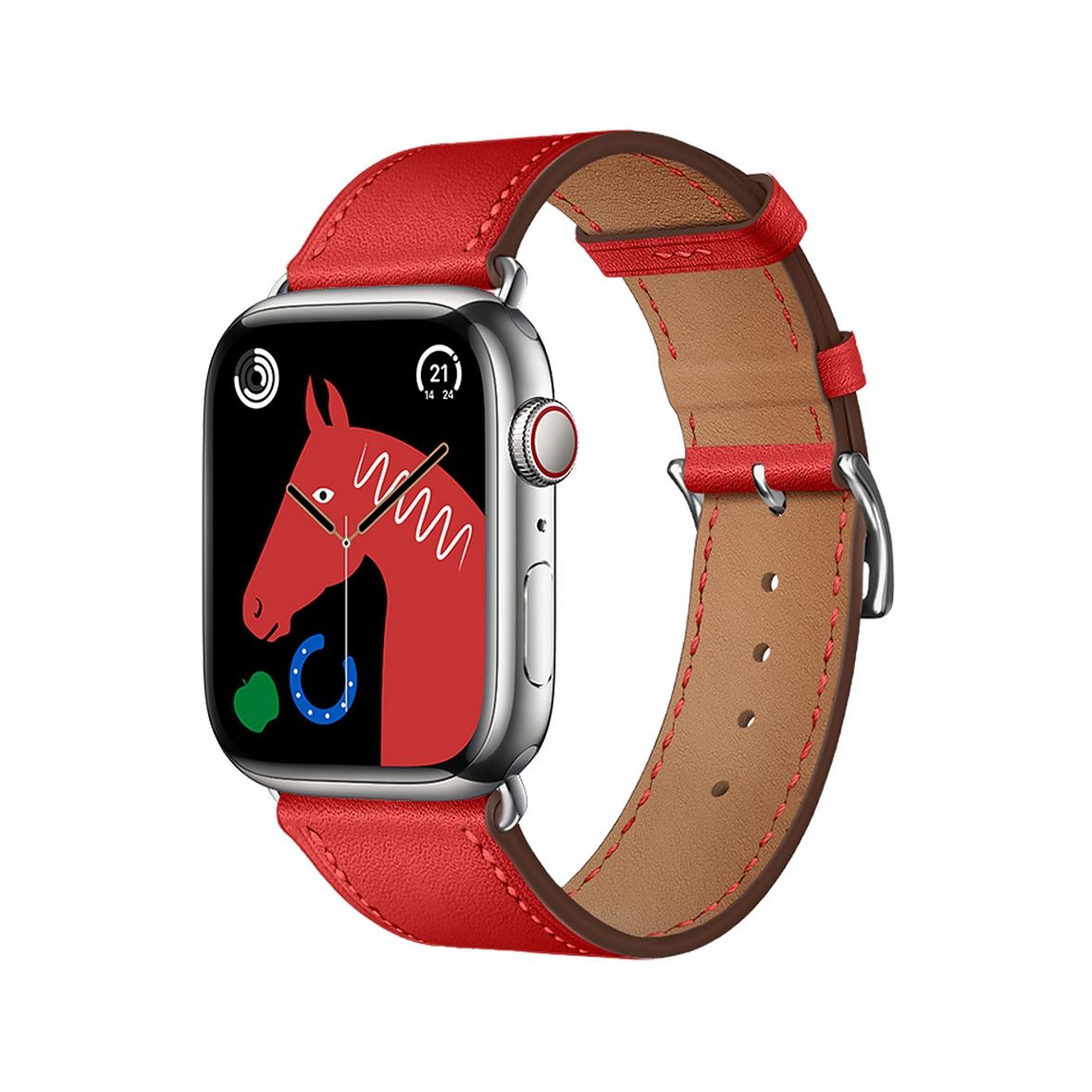 Pasek do Apple Watch Forcell F-Design FA20 dziurki skóra ekologiczna 38 / 40 / 41 mm czerwony