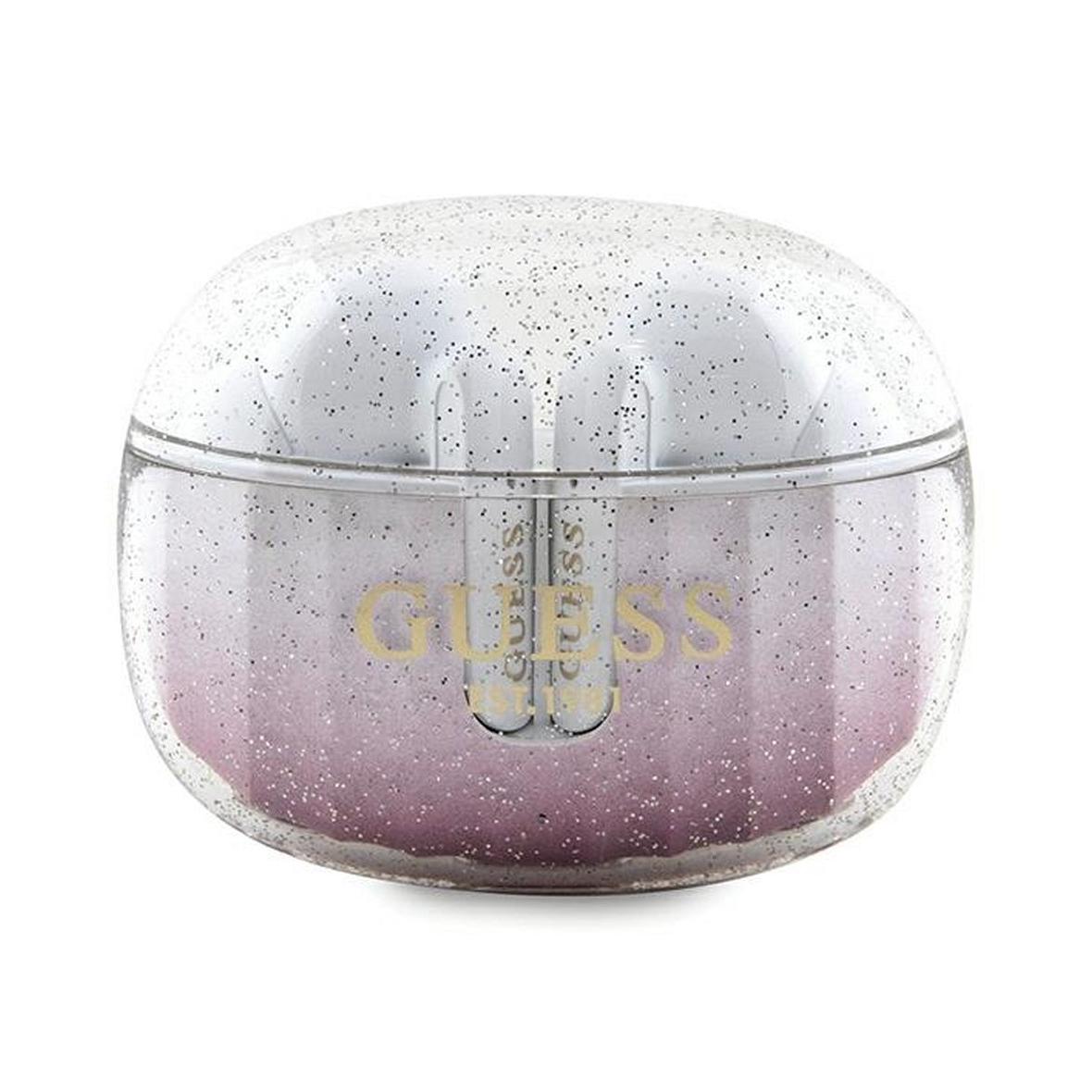 GUESS słuchawki bezprzewodowe bluetooth TWS + stacja dokująca GUTWSHDGKEEP (Glitter gradient) różowe