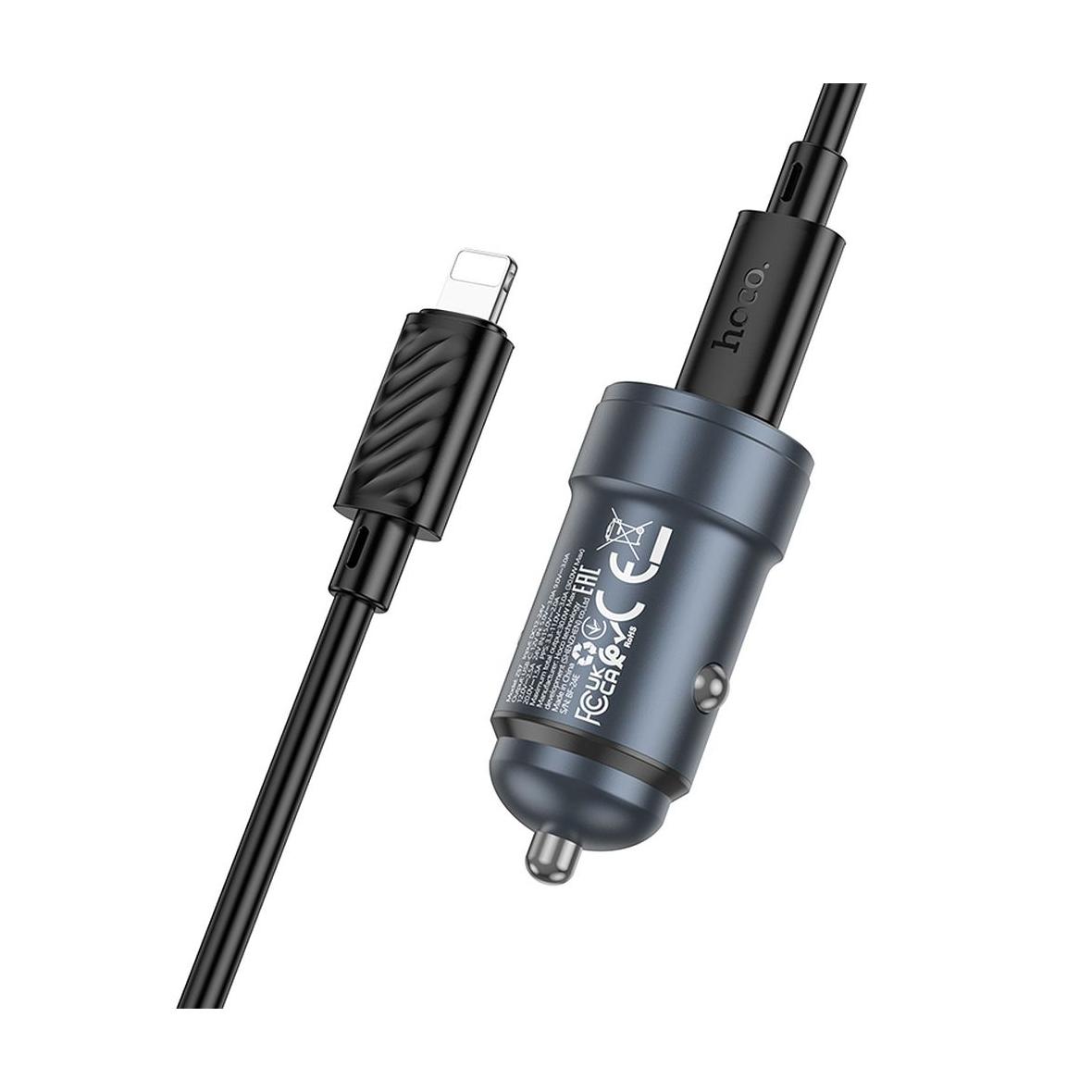 Ładowarka samochodowa Hoco USB C QC3.0 PD 30W + kabel USB C do Lightning Z57 szara