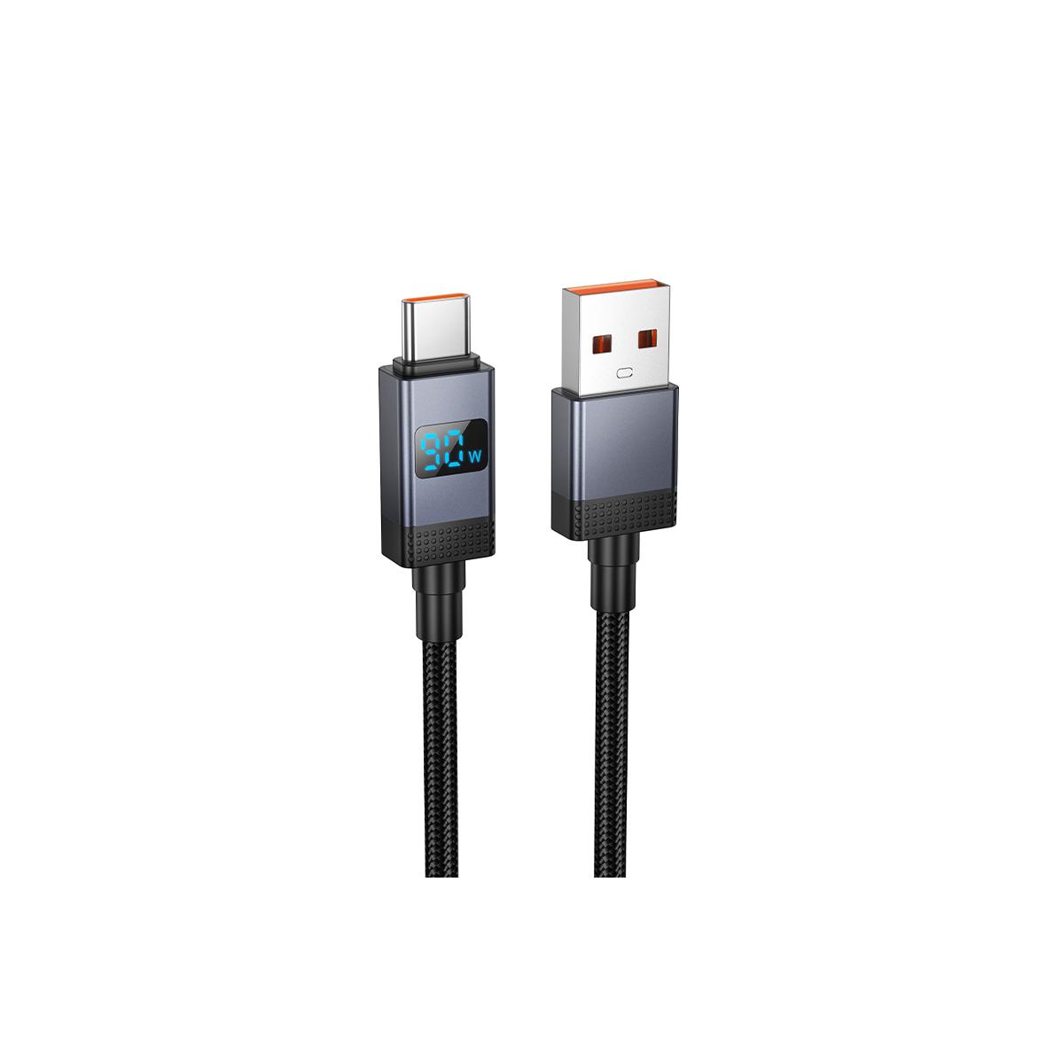 Kabel USB A do USB C Hoco 5A z wyświetlaczem 1 m X118 czarny