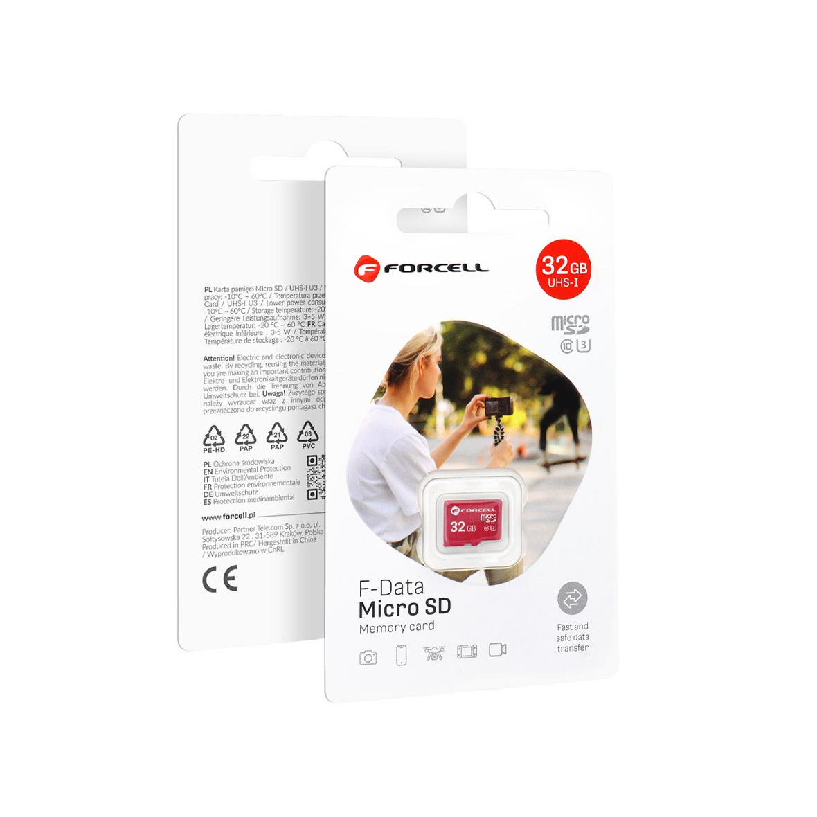 Karta microSD 32GB U3 class 10 Forcell F-Data czerwona