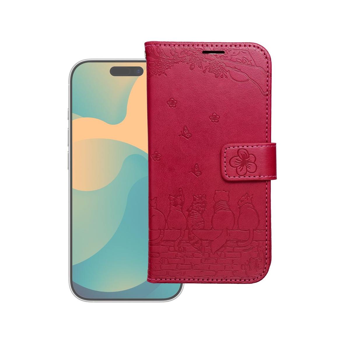 Etui z klapką na iPhone 17 Mezzo Book koty czerwone