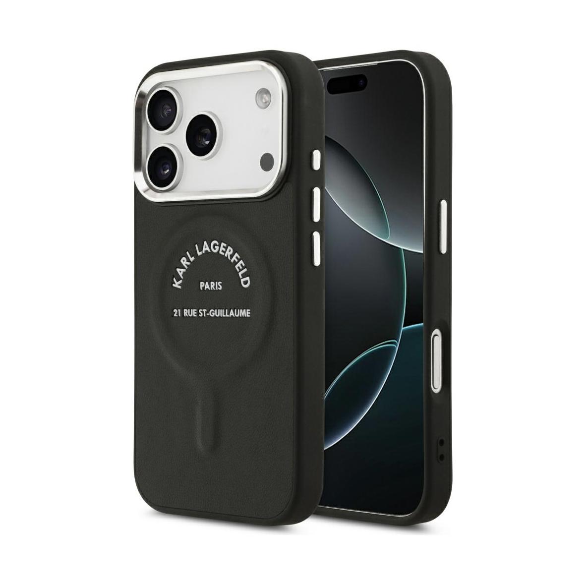 KARL LAGERFELD futerał do IPHONE 17 Pro kompatybilny z MagSafe KLHMP17LPSKRSGEK (PU W/ Karl RSG Logo) czarny