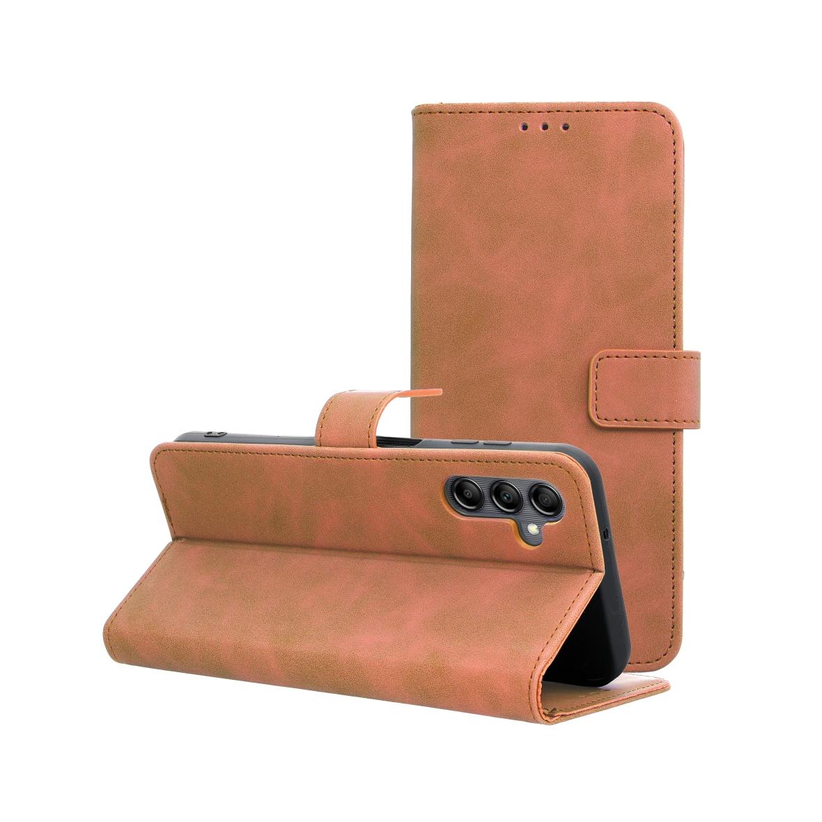 Etui z klapką na Samsung A14 4G / A14 5G Tender Book brązowe