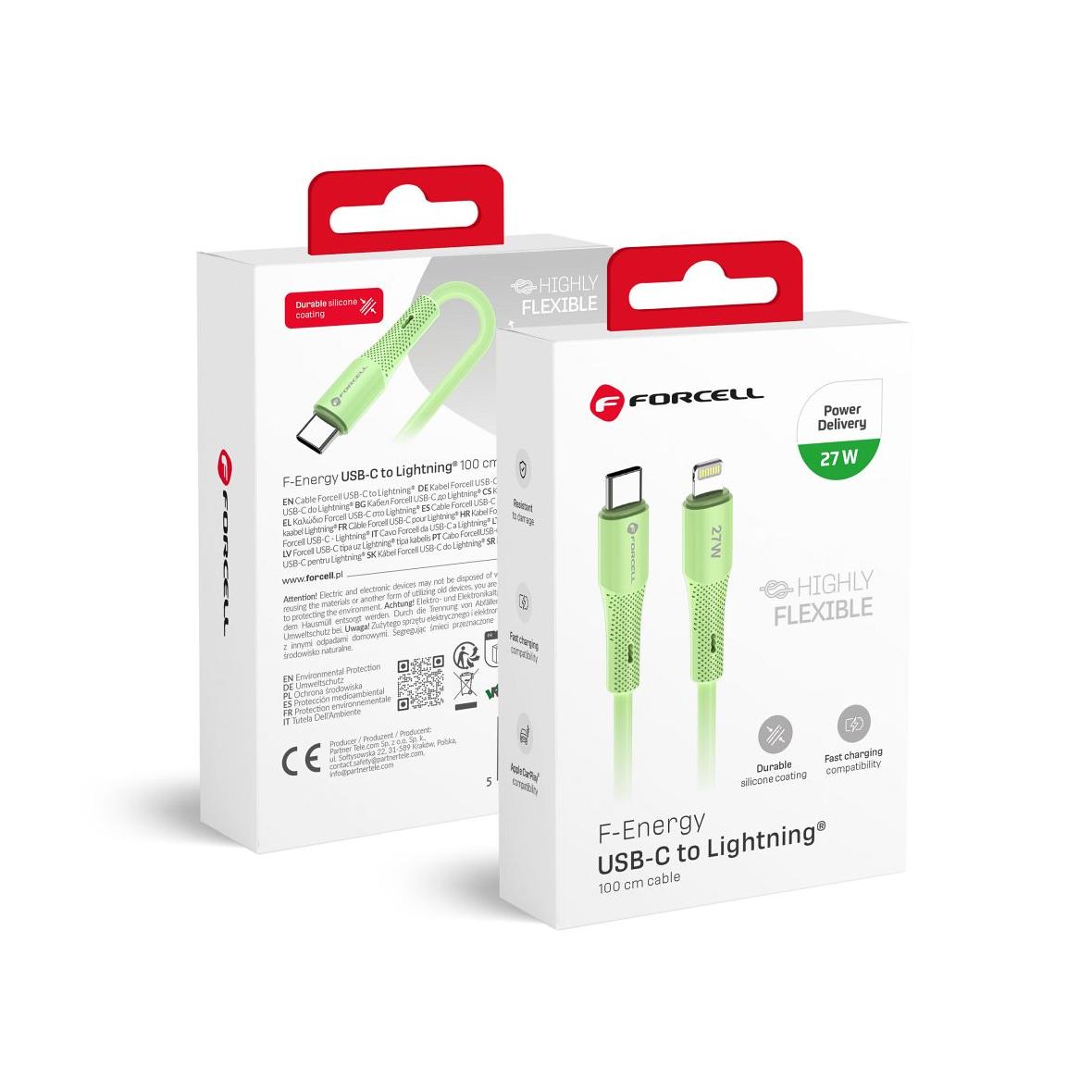 Kabel USB C do Lightning Forcell F-Energy PD 3A 27W Silicone 1 m C346 zielony
