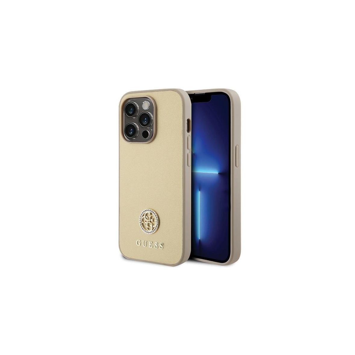 GUESS futerał do IPHONE 15 Pro GUHCP15LPS4DGPD (Strass Metal Logo) złoty