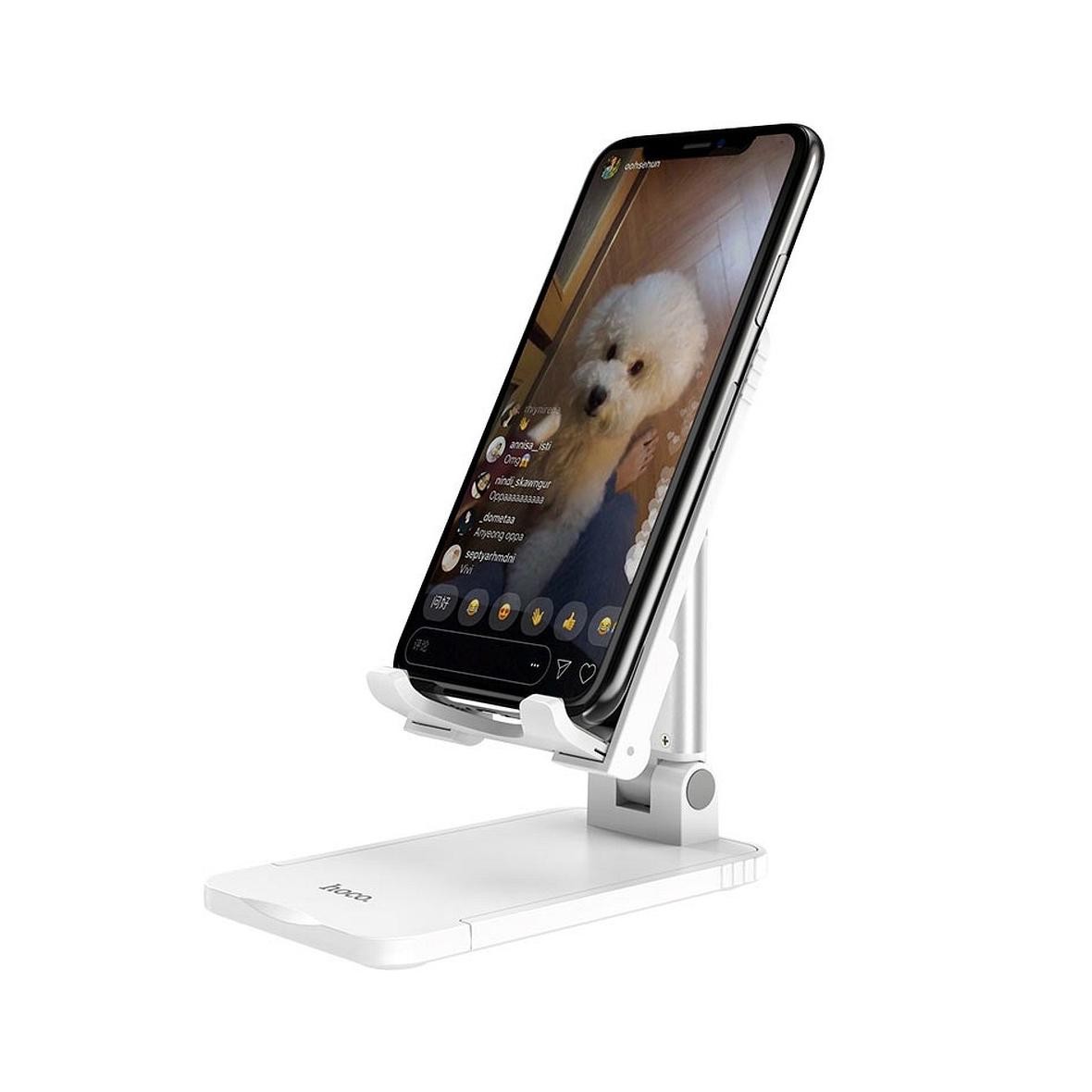 Uchwyt na telefon / tablet biurkowy składany Hoco (4,7" - 10") PH29A biały