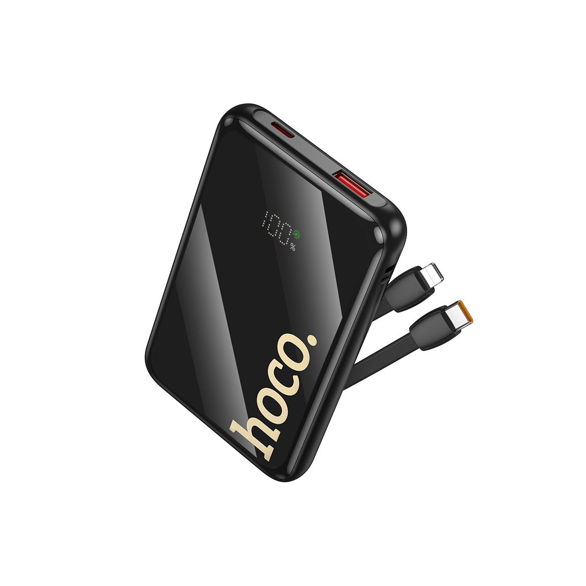 Powerbank Hoco 10000 mAh QC PD 22,5W z wbudowanymi kablami USB C + Lightning Q37 czarny