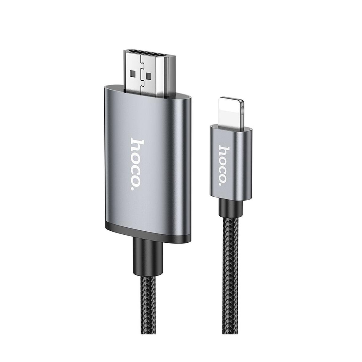 Kabel Lightning do HDMI Hoco 1080p 2 m UA27 stalowy szary