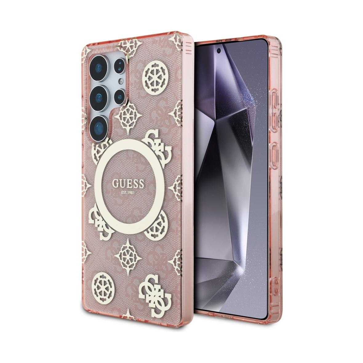 GUESS futerał do SAMSUNG S25 Ultra GUHMS25LH4PYEEP (Magnetic IML Peony on 4G Background) różowy
