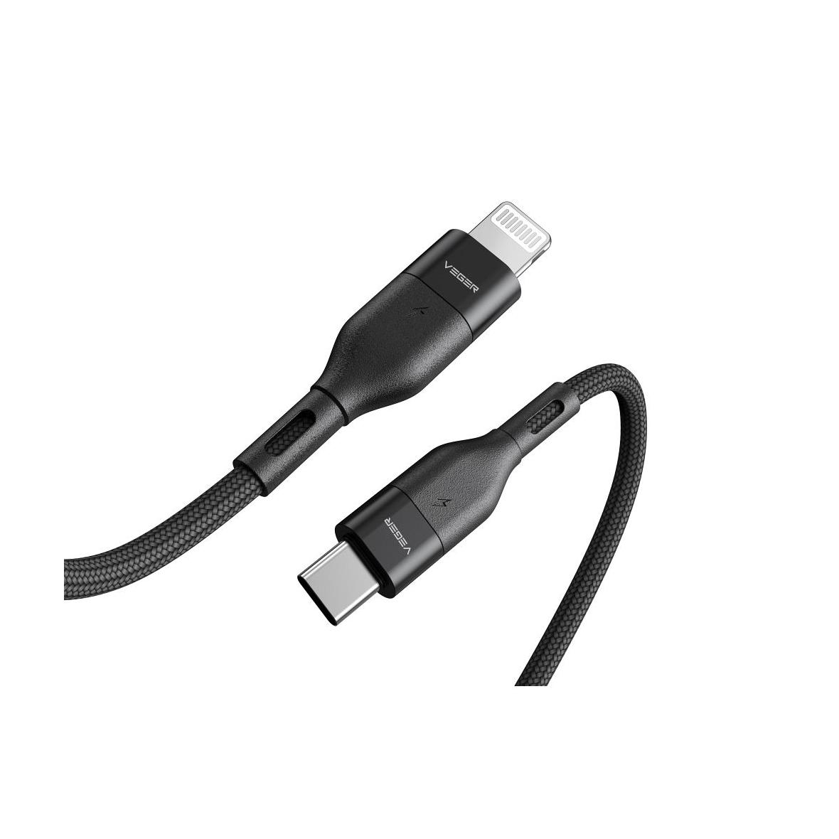 Kabel USB C do Lightning VEGER PD 3A 27W 1,2 m CL01 czarny