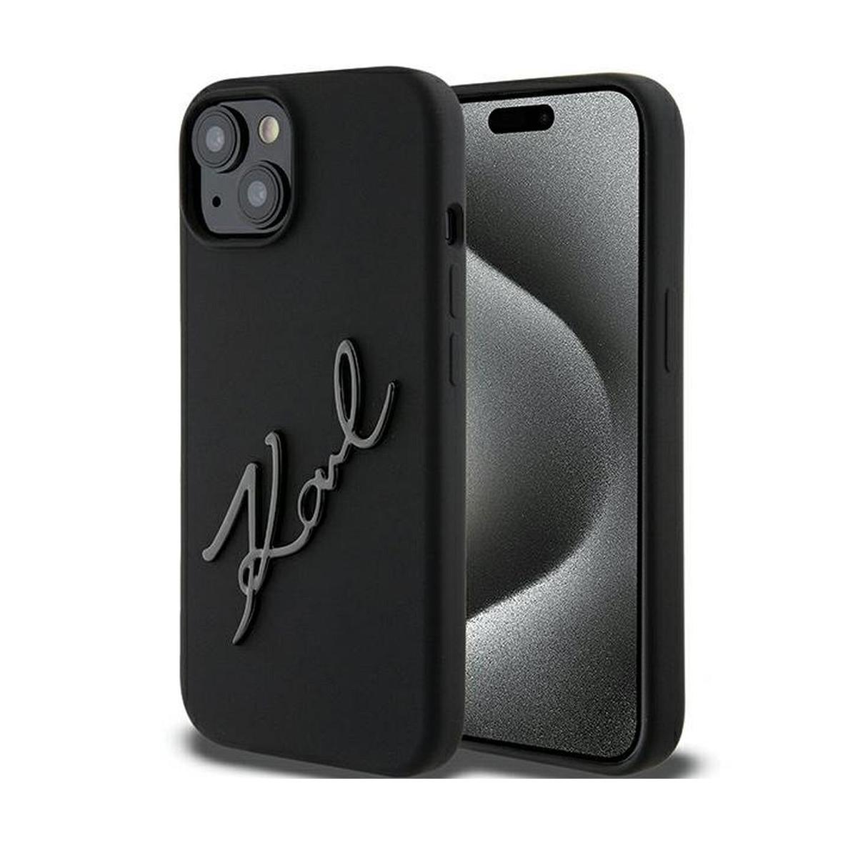 KARL LAGERFELD futerał do IPHONE 15 KLHCP15SSKSBMCK (Silicone Karl Script Logo) czarny