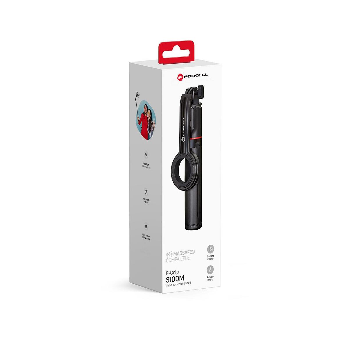 Selfie stick Forcell F-Grip MagSelfie S100M zgodny z MagSafe z pilotem bezprzewodowym czarny 0INT