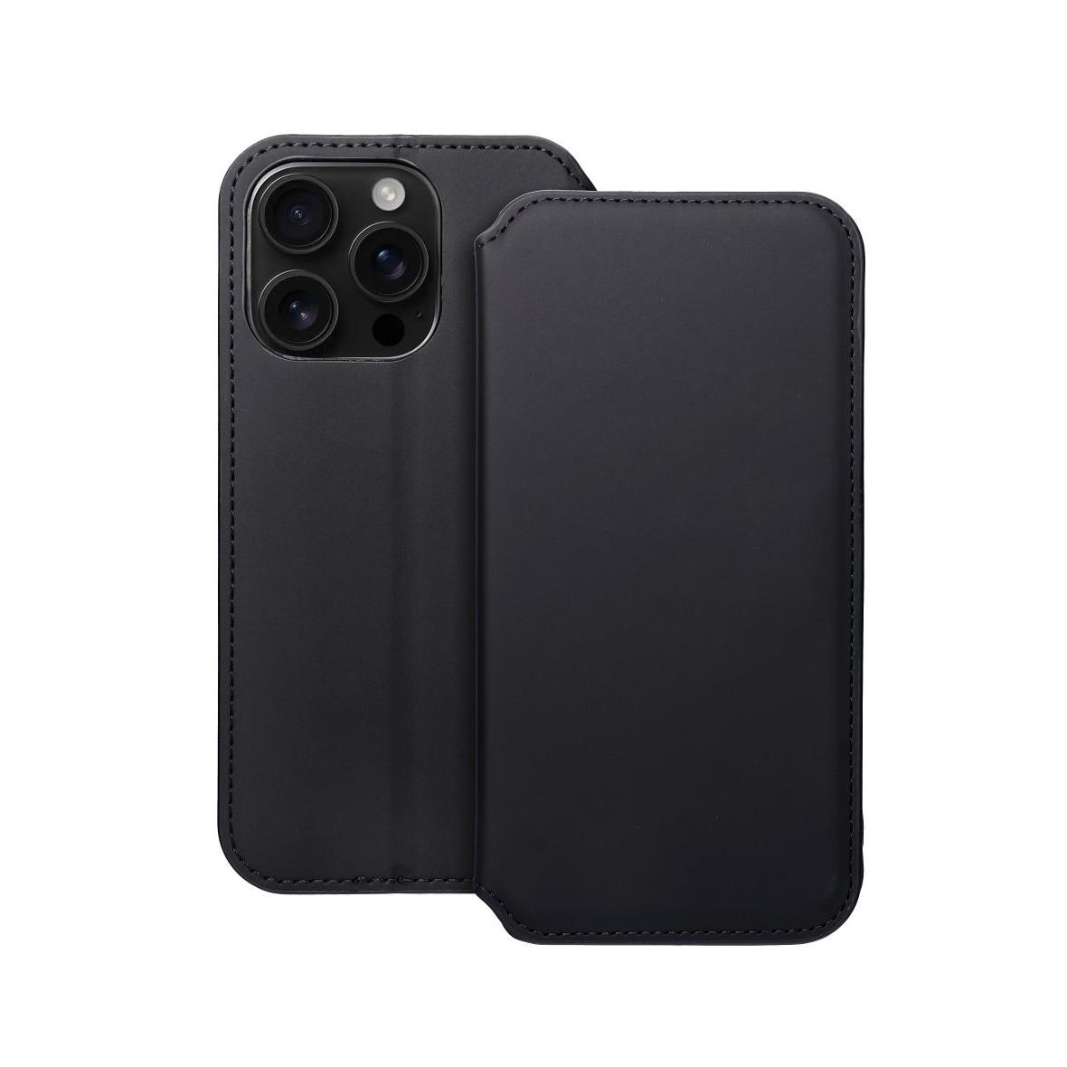 Etui z klapką na iPhone 16 PRO Dual Pocket Book czarne