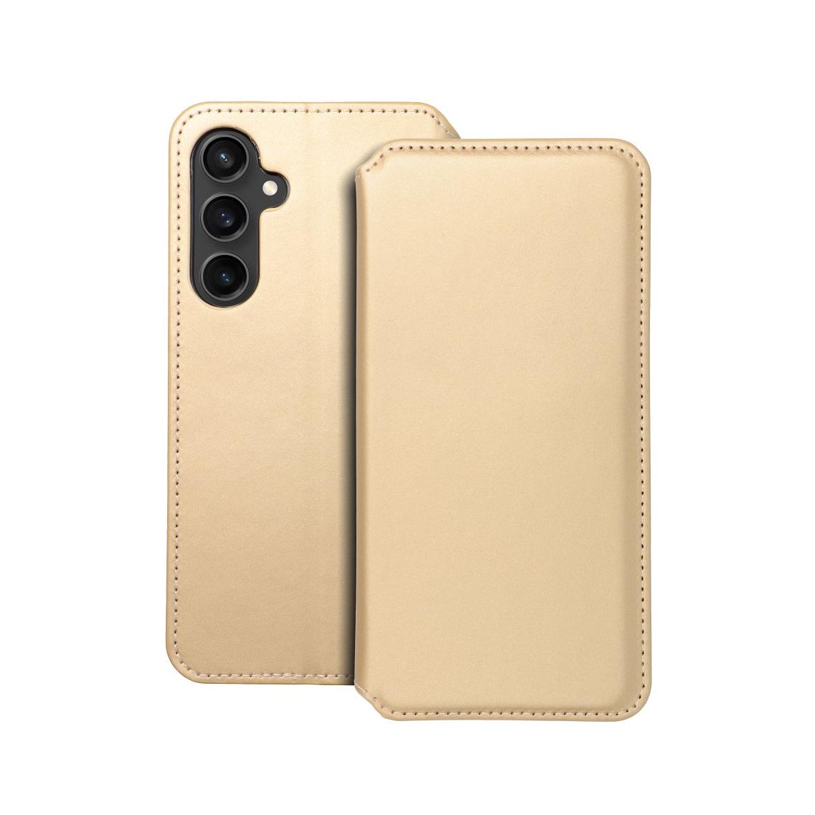 Etui z klapką na Samsung S23 FE Dual Pocket Book złote