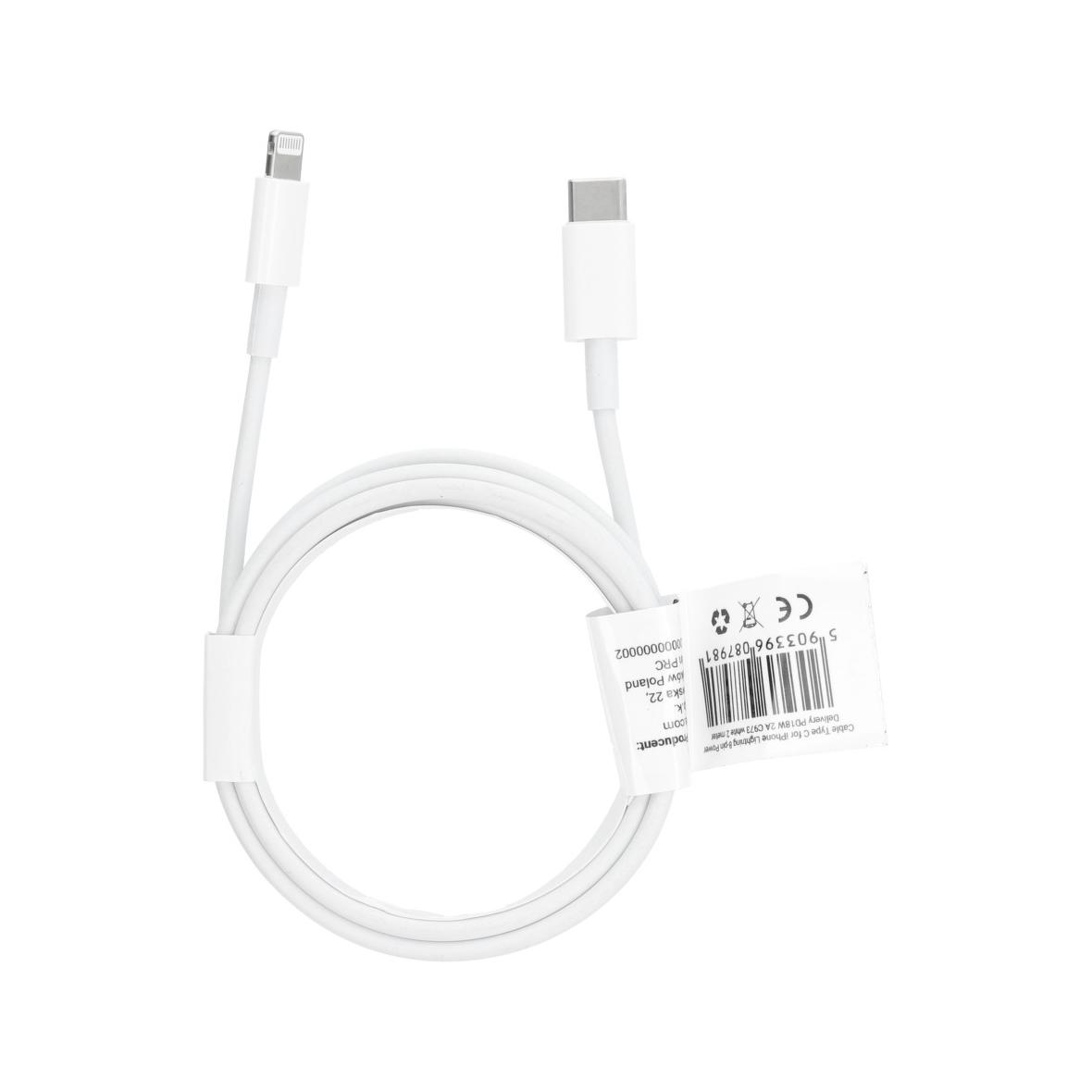 Kabel USB C do Lightning PD 2A 18W 2 m C973 biały