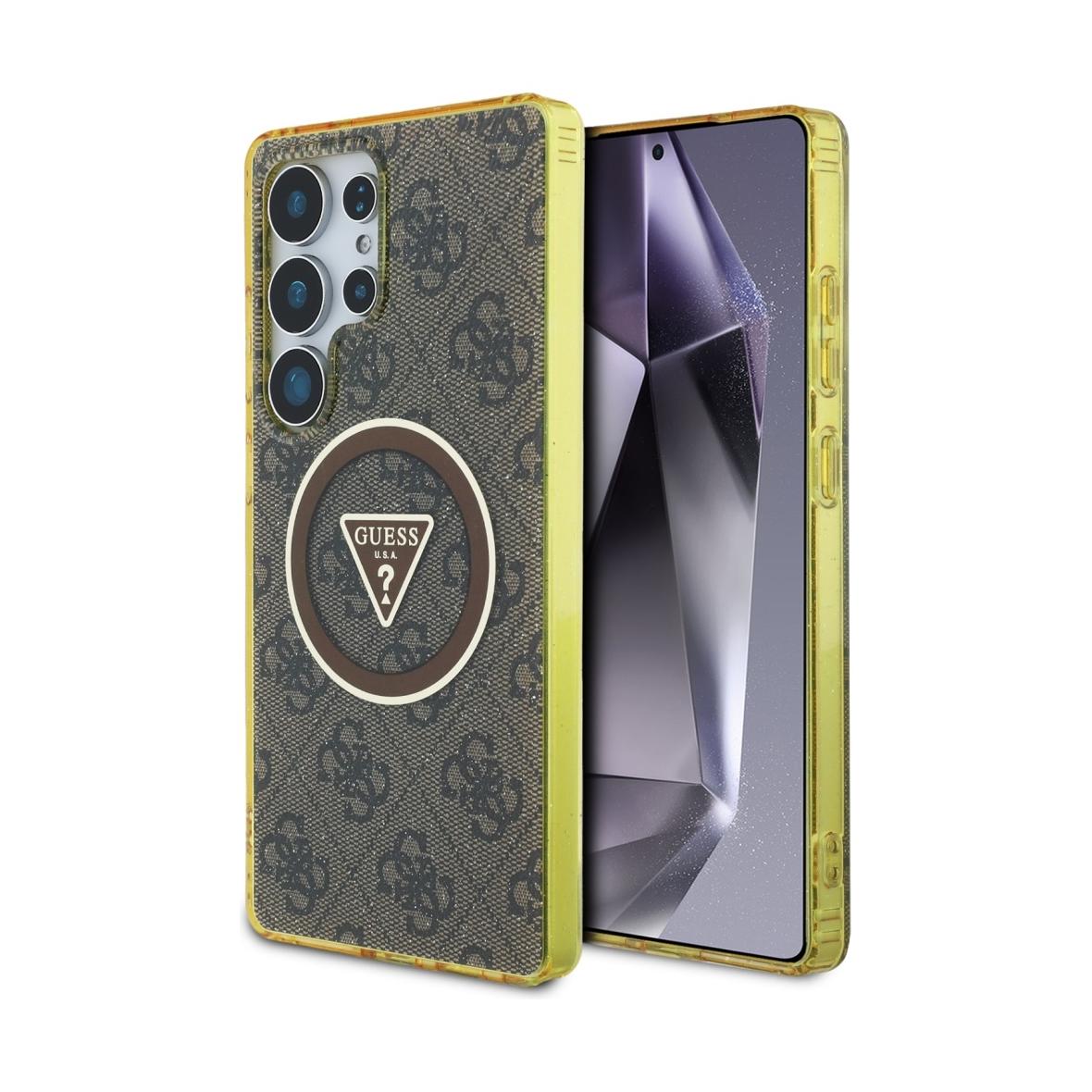 GUESS futerał do SAMSUNG S25 Ultra GUHMS25LHG4PRTGW (Magnetic IML Metal Glitter 4G Circle Triangle) brązowy