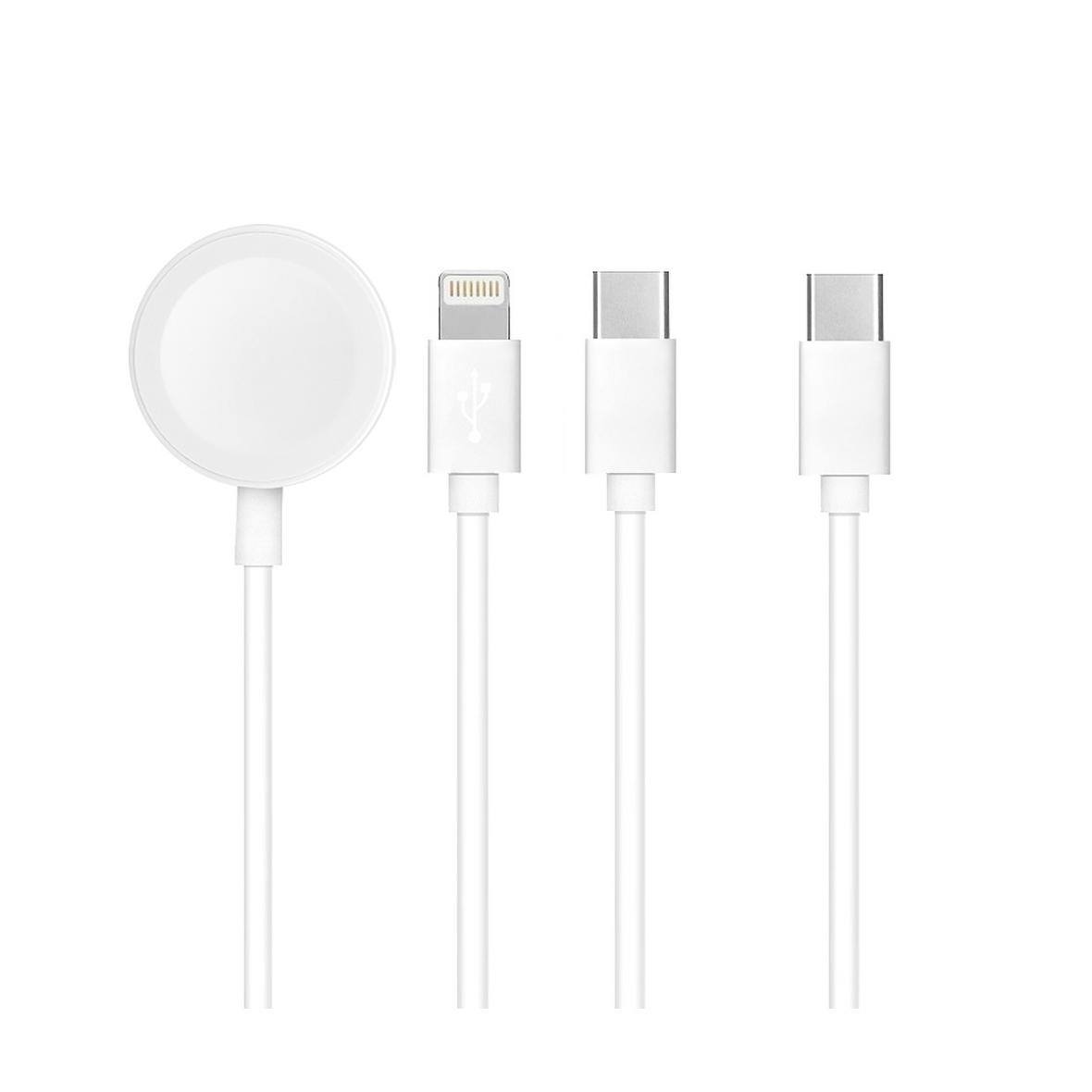 Kabel 3w1 Typ C do Lightning / Typ C / Apple Watch 3W 2A C3169 1,2 m biały