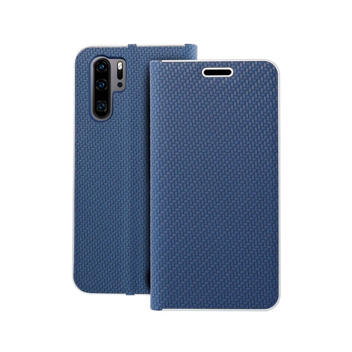 Etui z klapką na Huawei P30 PRO Luna Book Carbon niebieskie