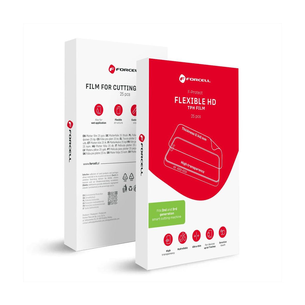 Folia do cięcia do plotera 2 i 3 gen. Forcell F-Protect Flexible HD 196 x 125 mm 25 sztuk transparentnena