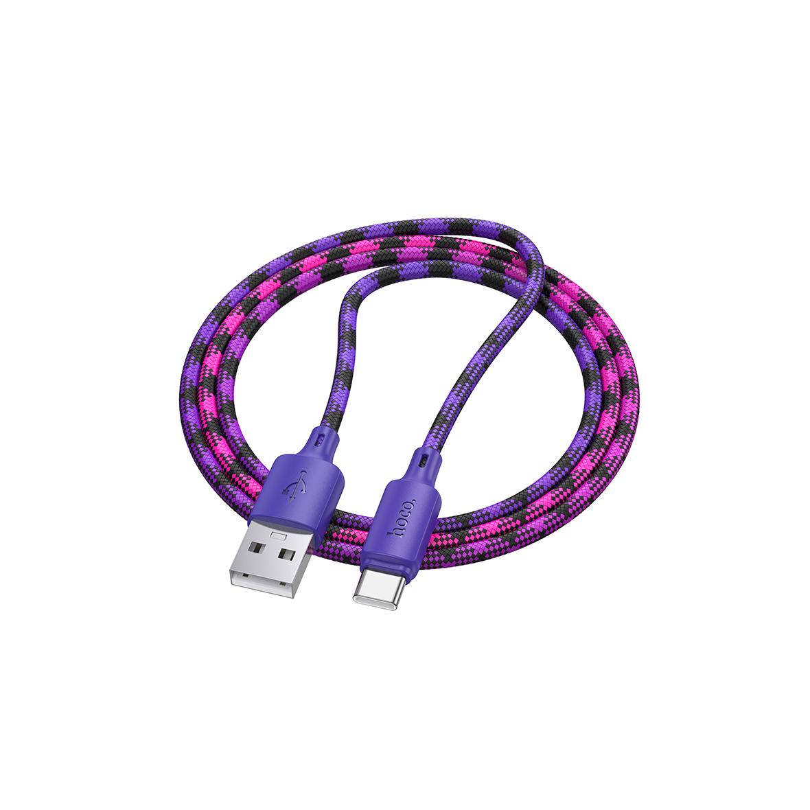 Kabel USB A do USB C Hoco 3A 1 m X116 gradient fioletowy