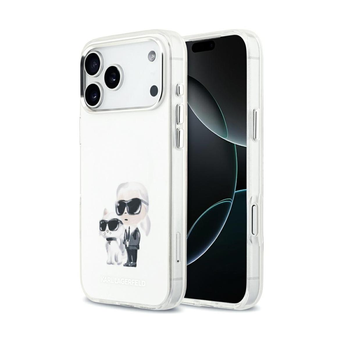 KARL LAGERFELD futerał do IPHONE 17 Pro Max kompatybilny z MagSafe KLHMP17XHMKCAQOH (IML Aquarelle K&C & Logo) biały