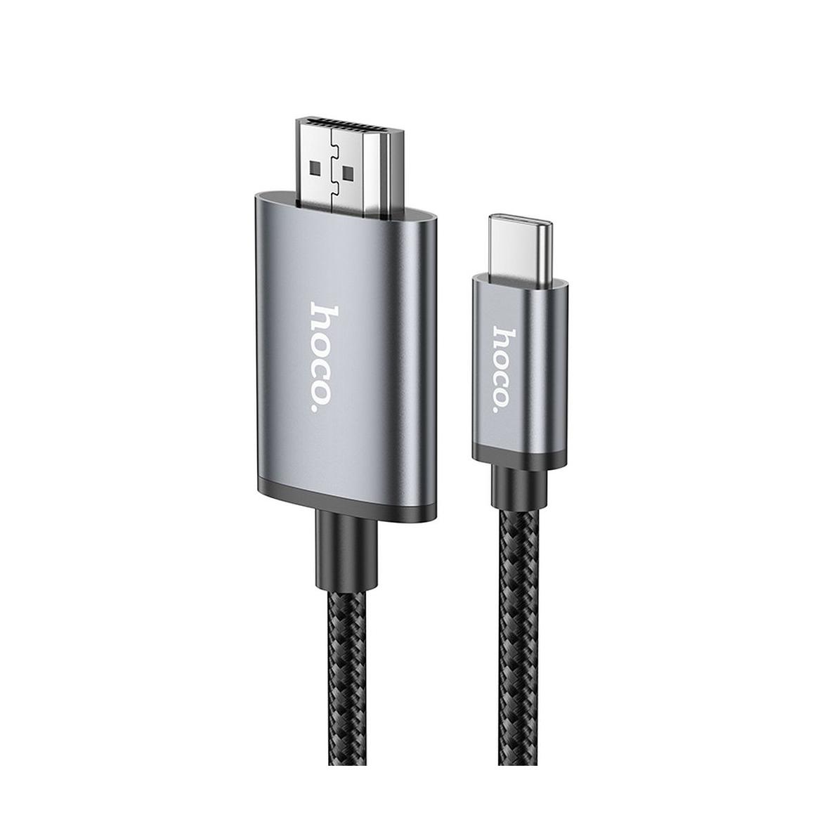 Kabel USB C do HDMI Hoco 4K 30Hz 2 m UA27 stalowy szary