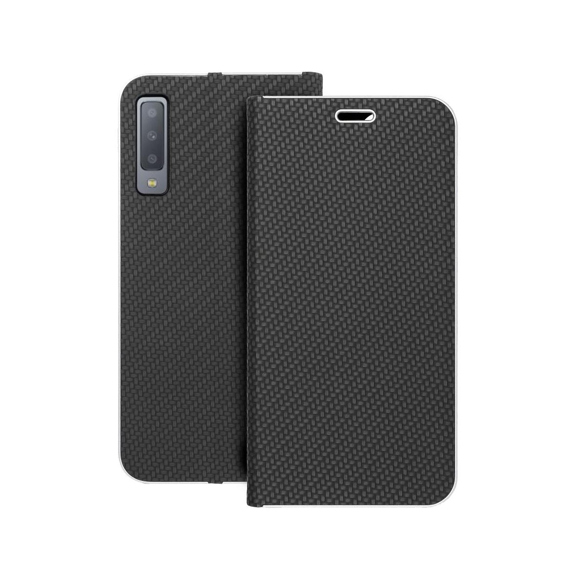 Etui z klapką na Samsung A7 2018 Luna Book Carbon czarne
