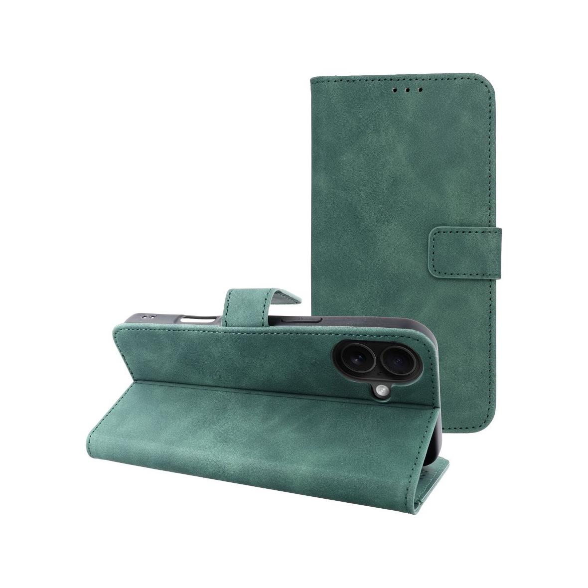 Etui z klapką na iPhone 16 PLUS Tender Book zielone