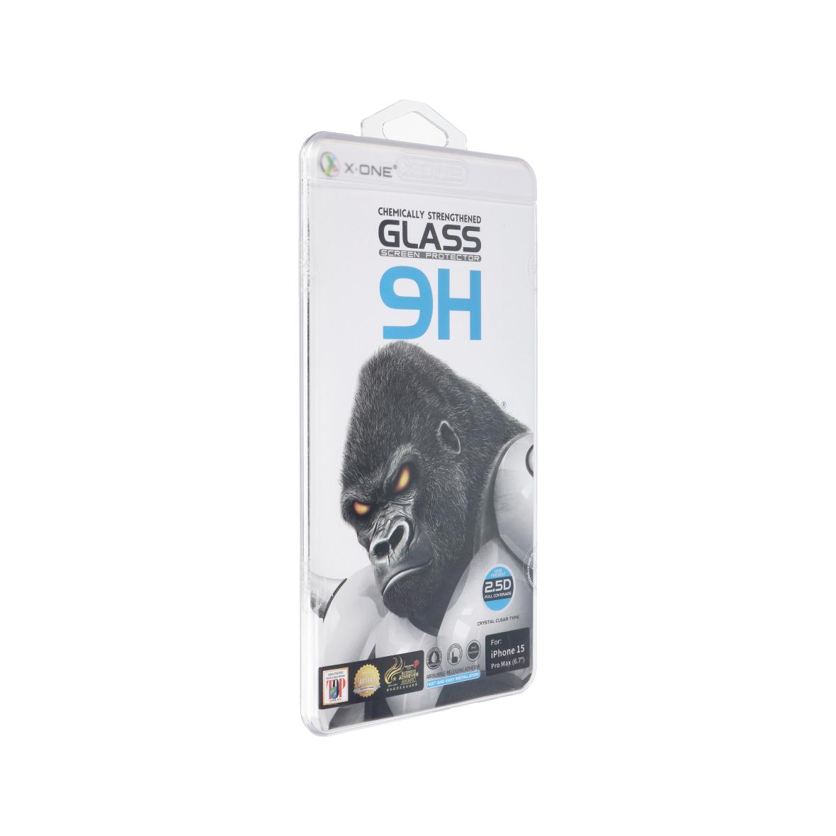 Szkło hartowane X-ONE Full Cover Extra Strong Crystal Clear - do iPhone 15 Pro Max (full glue) czarny