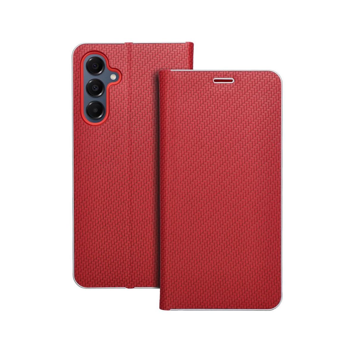 Etui z klapką na Samsung A16 5G Luna Book Carbon czerwone