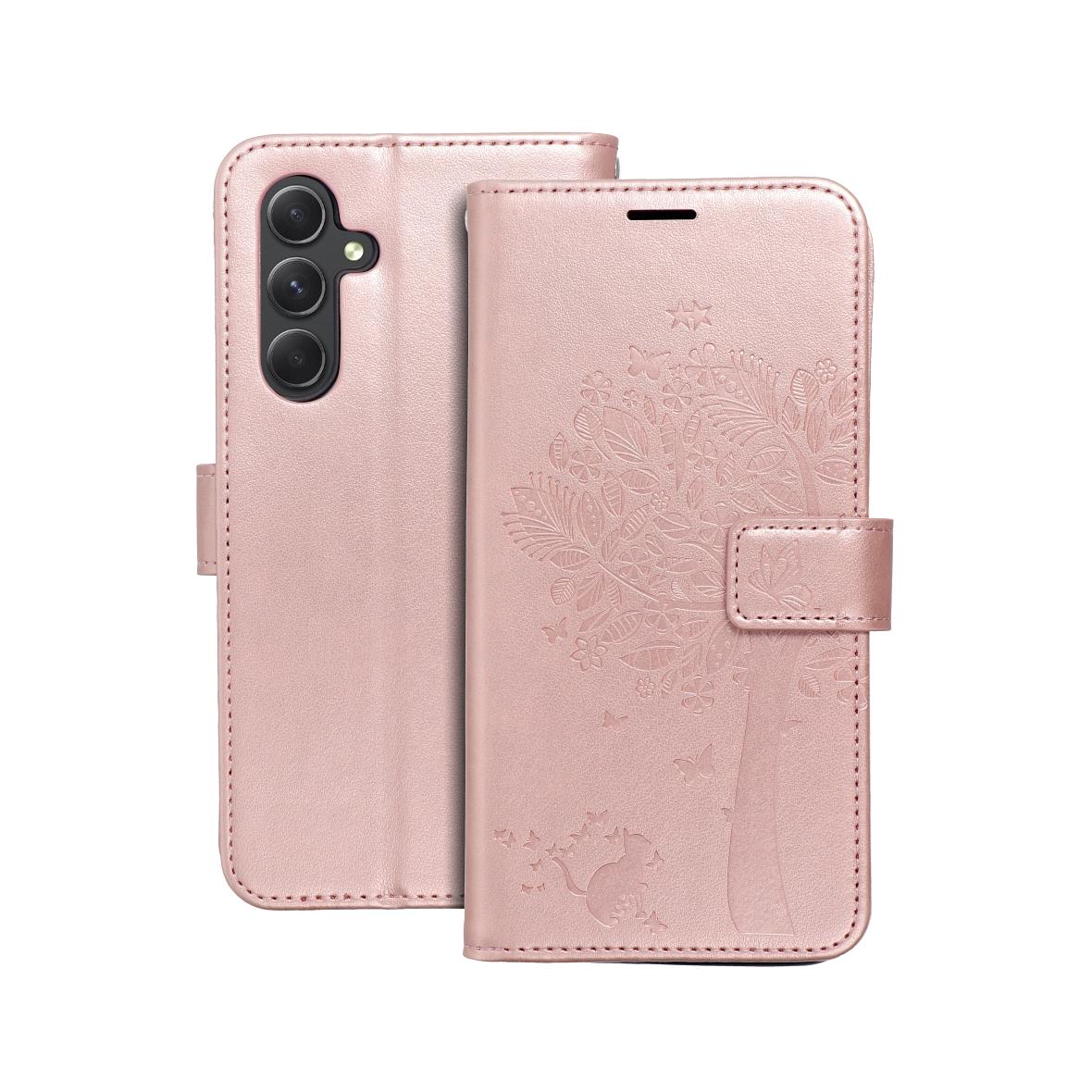 Etui z klapką na Samsung A54 5G Mezzo Book drzewo złoto-różowe