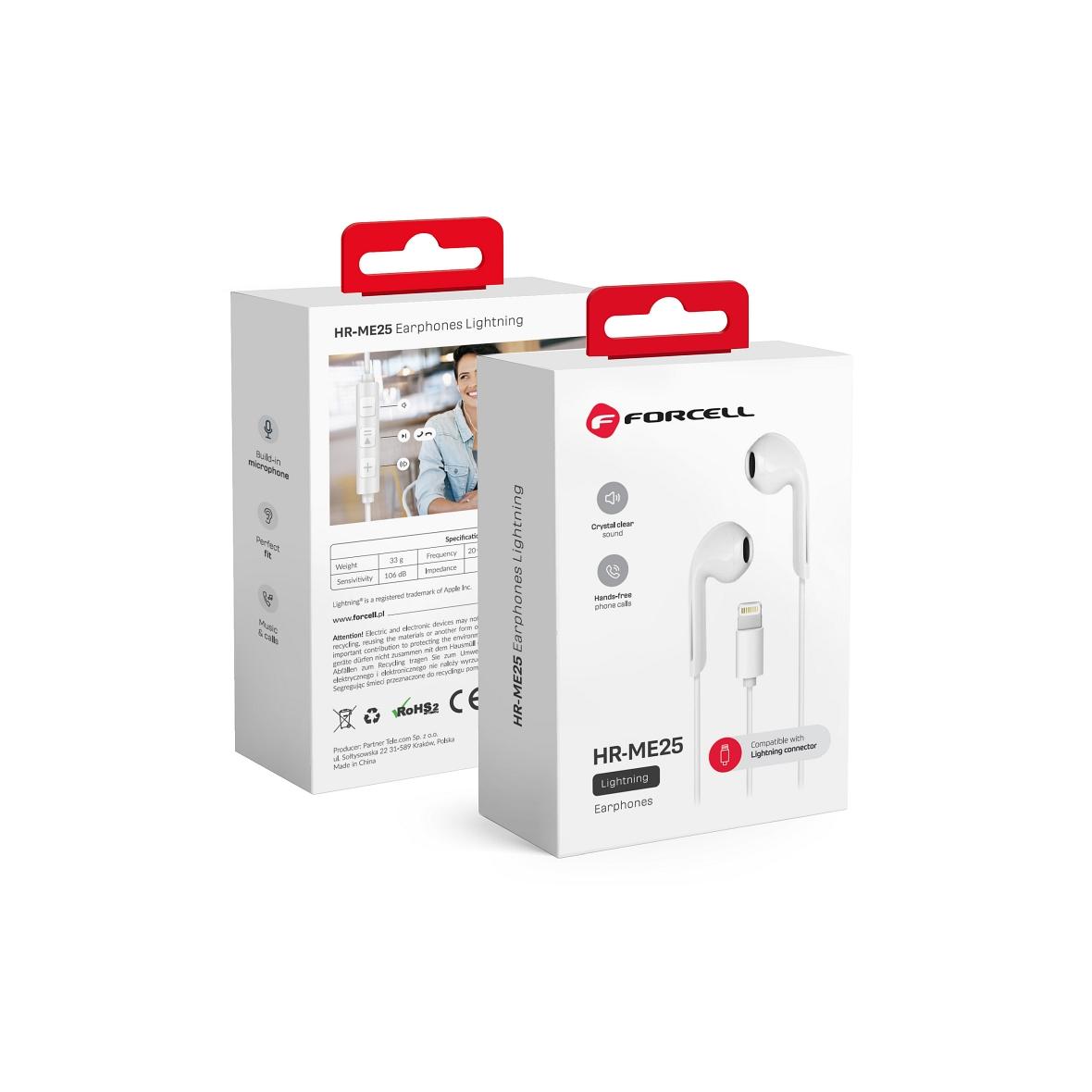 Słuchawki przewodowe douszne Lightning Forcell F-Audio HR-ME25 białe