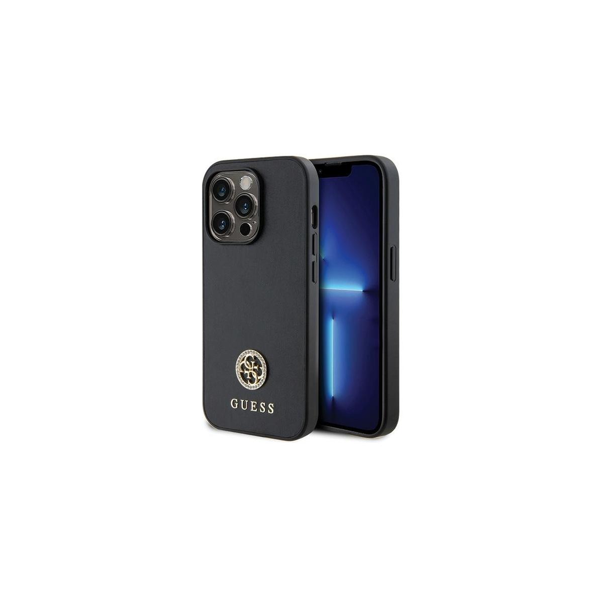 GUESS futerał do IPHONE 15 Pro GUHCP15LPS4DGPK (Strass Metal Logo) czarny