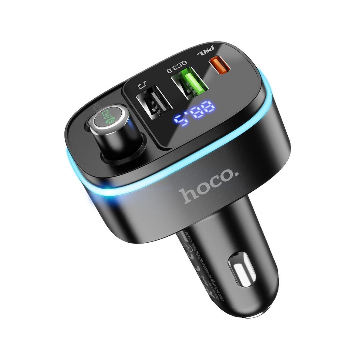 Transmiter samochodowy bluetooth Hoco 2 x USB A + USB C QC3.0 PD 20W  E62 czarny