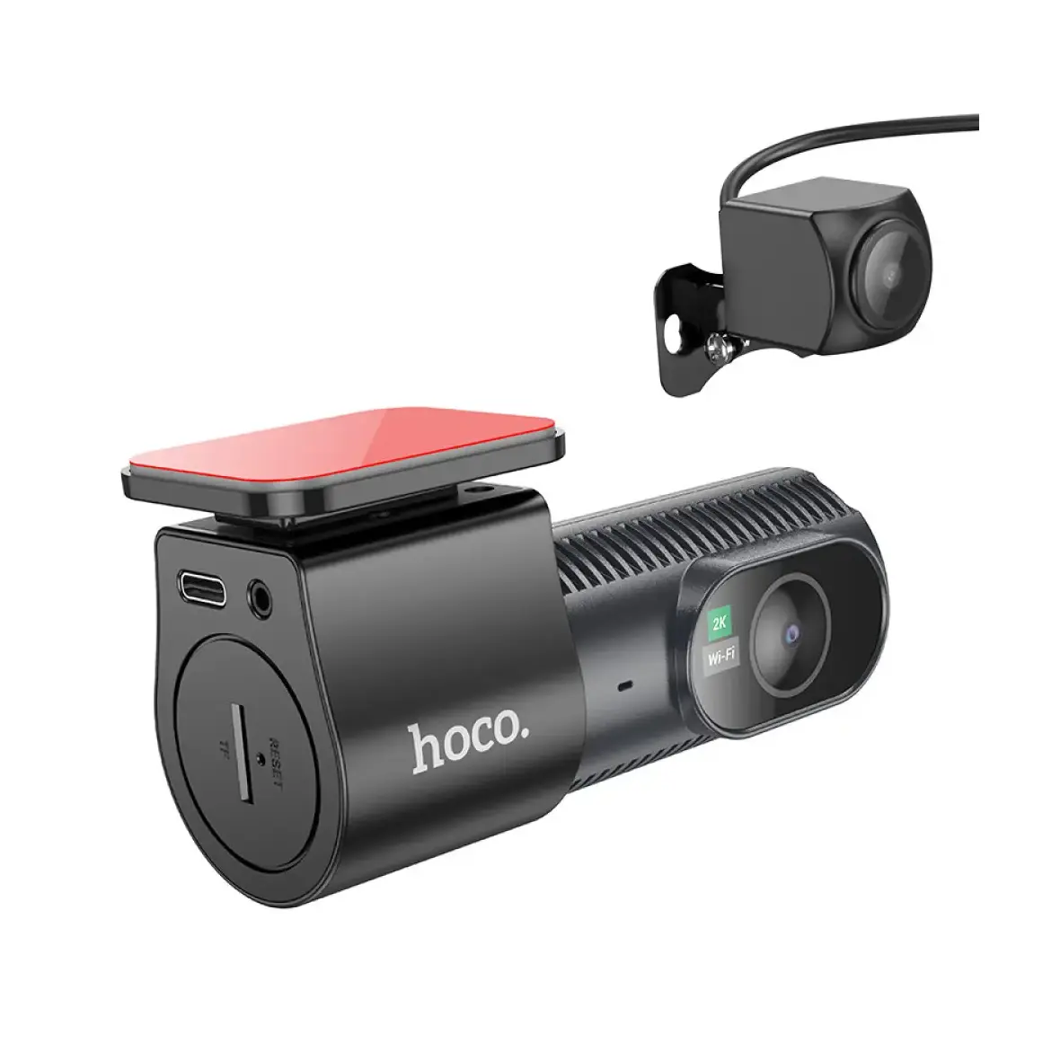 Kamera samochodowa Hoco z wyświetlaczem 1,47" 2K + kamera tylna 720P/25fps DV8 czarna