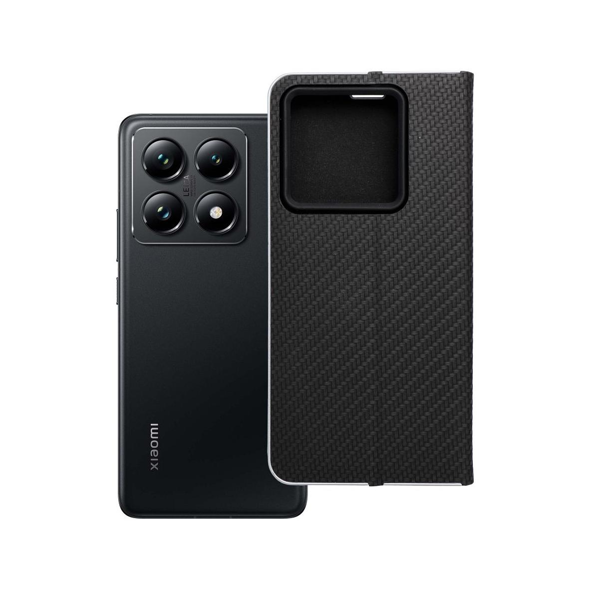 Etui z klapką na Xiaomi 14T PRO Luna Book Carbon czarne