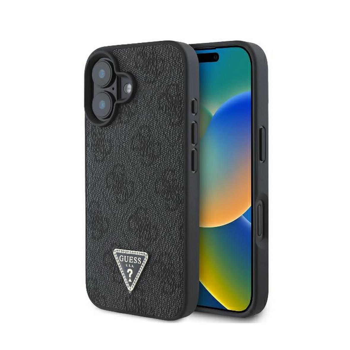 GUESS futerał do IPHONE 16 Plus GUHCP16MP4TDPK (PU Leather 4G Triangle Strass) czarny