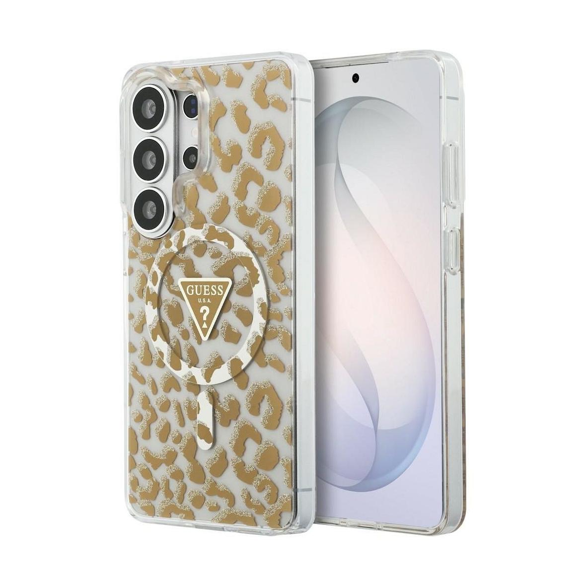 GUESS futerał do SAMSUNG S26 Ultra GUHMS26LHLEGTGLW (Magnetic IML Leopard Print Triangle) brązowy