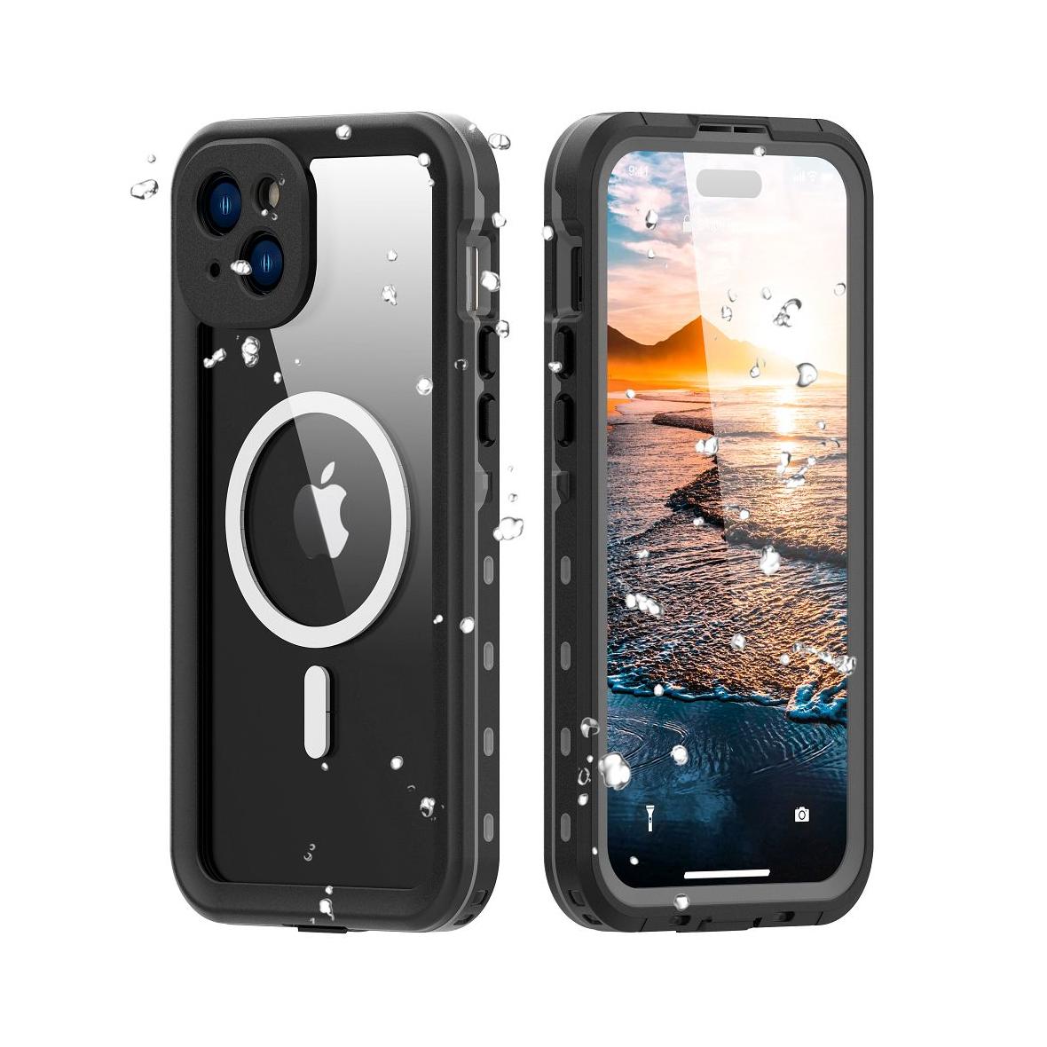 Futerał do iPhone 15 PLUS Shellbox DOT wodoodporny zgodny z MagSafe czarny