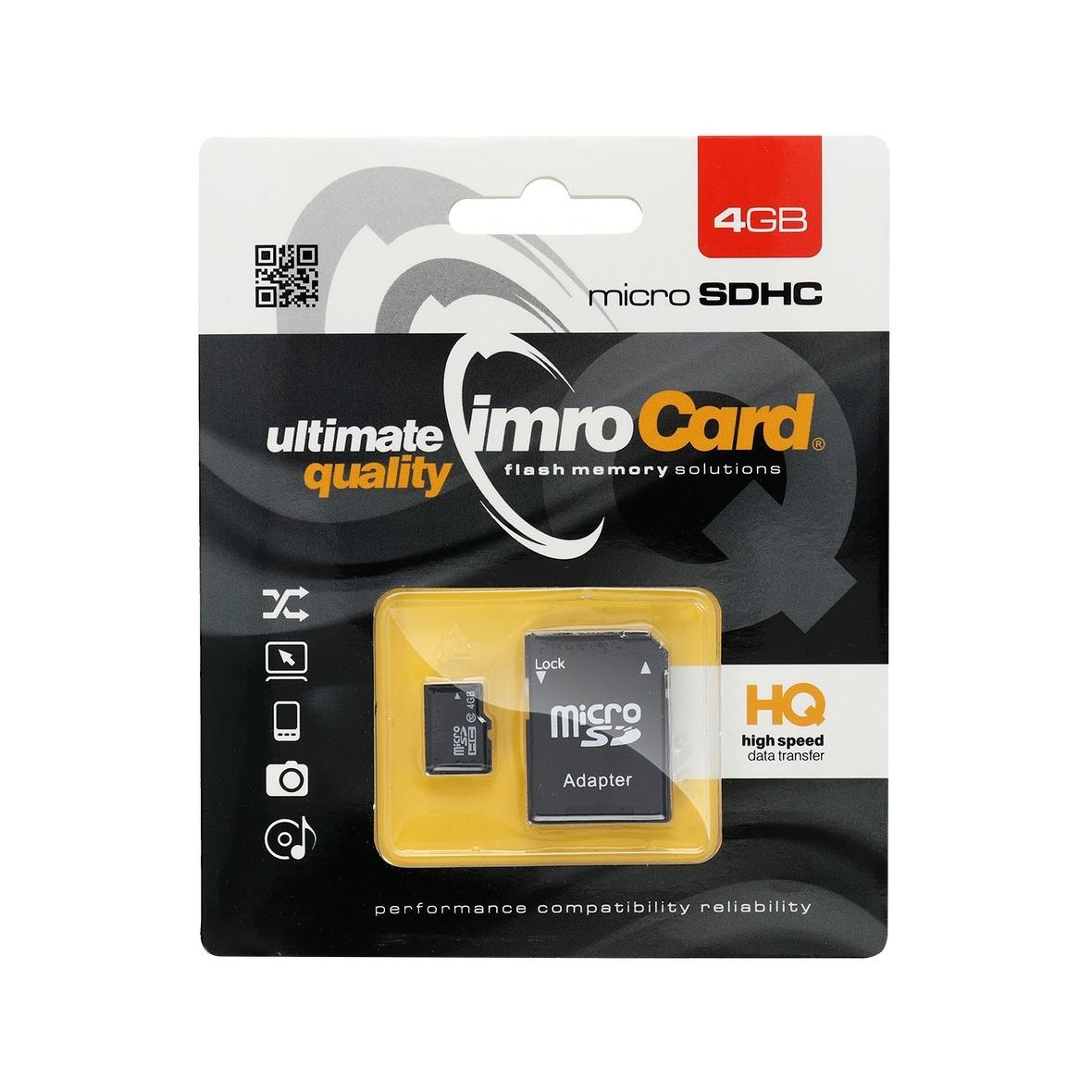 IMRO karta pamięci microSD 4GB 100MB/s class 10 UHS I z adapterem SD