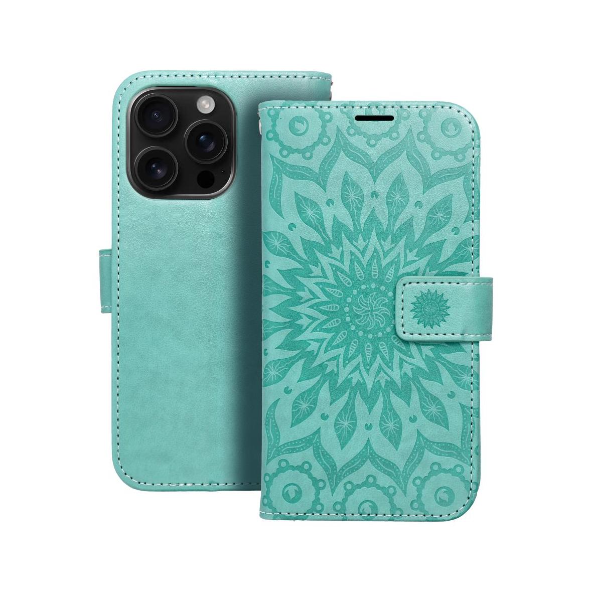Etui z klapką na iPhone 16 PRO Mezzo Book mandala zielone