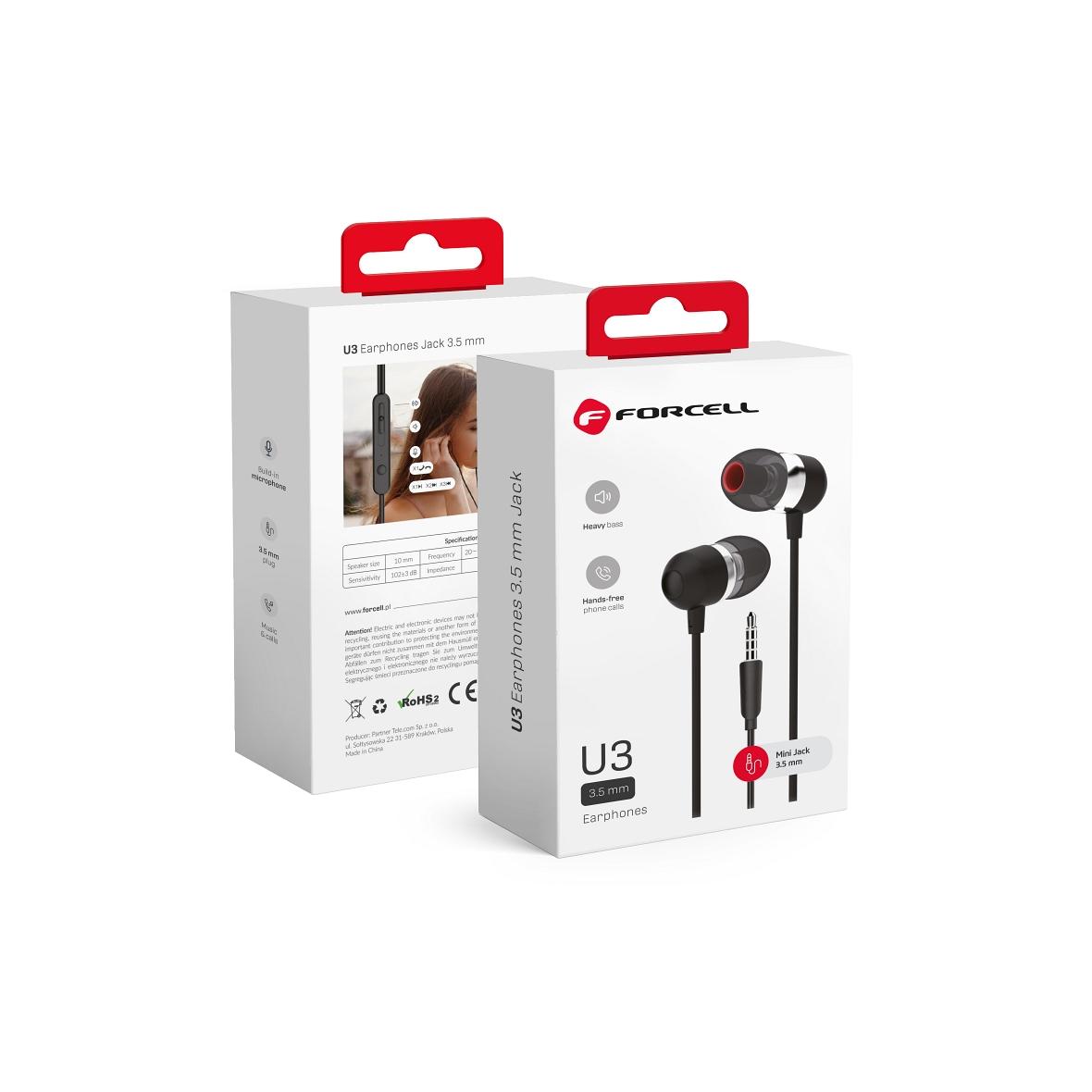 Słuchawki przewodowe douszne Jack 3,5 mm Forcell F-Audio U3 czarne