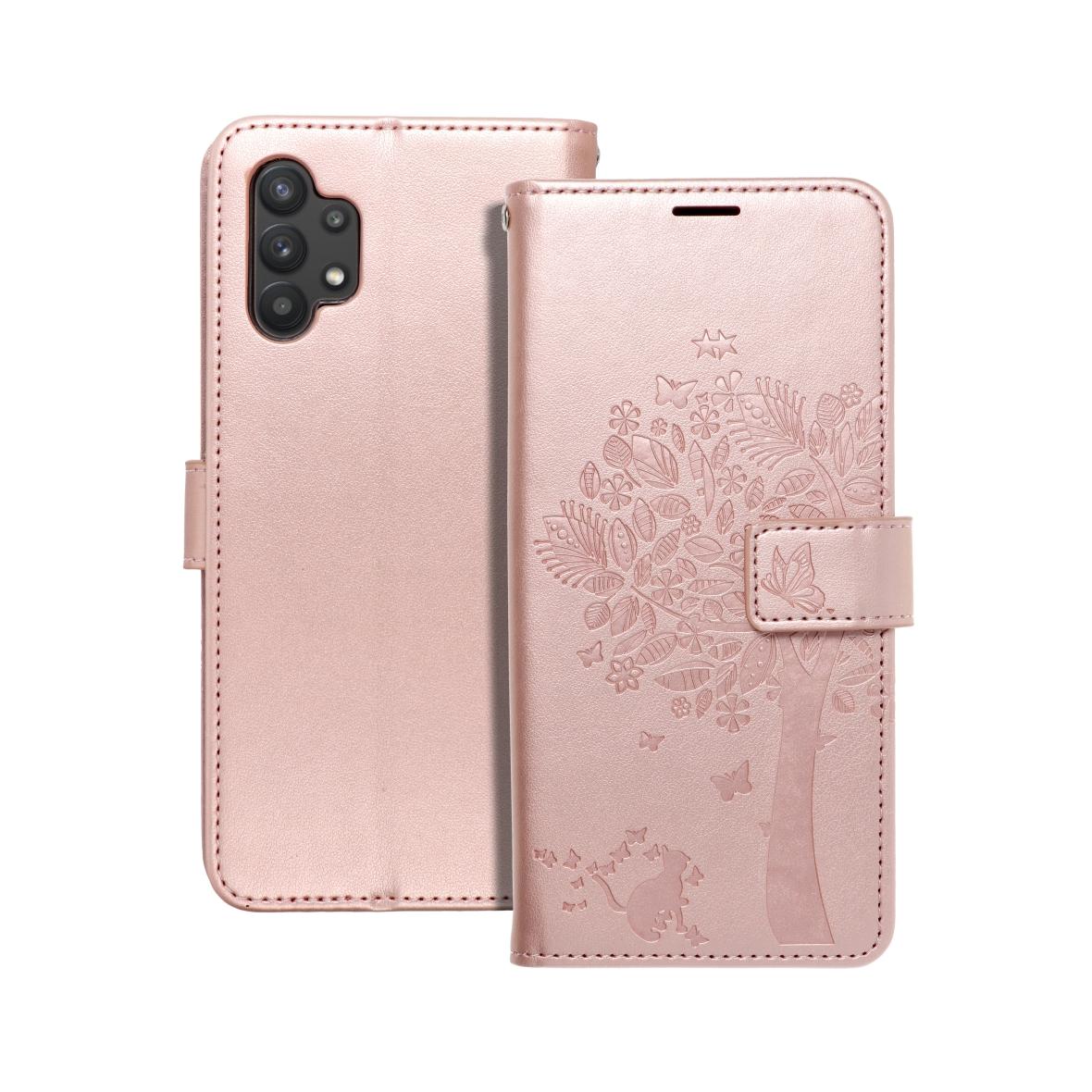 Etui z klapką na Samsung A32 5G Mezzo Book drzewo złoto-różowe